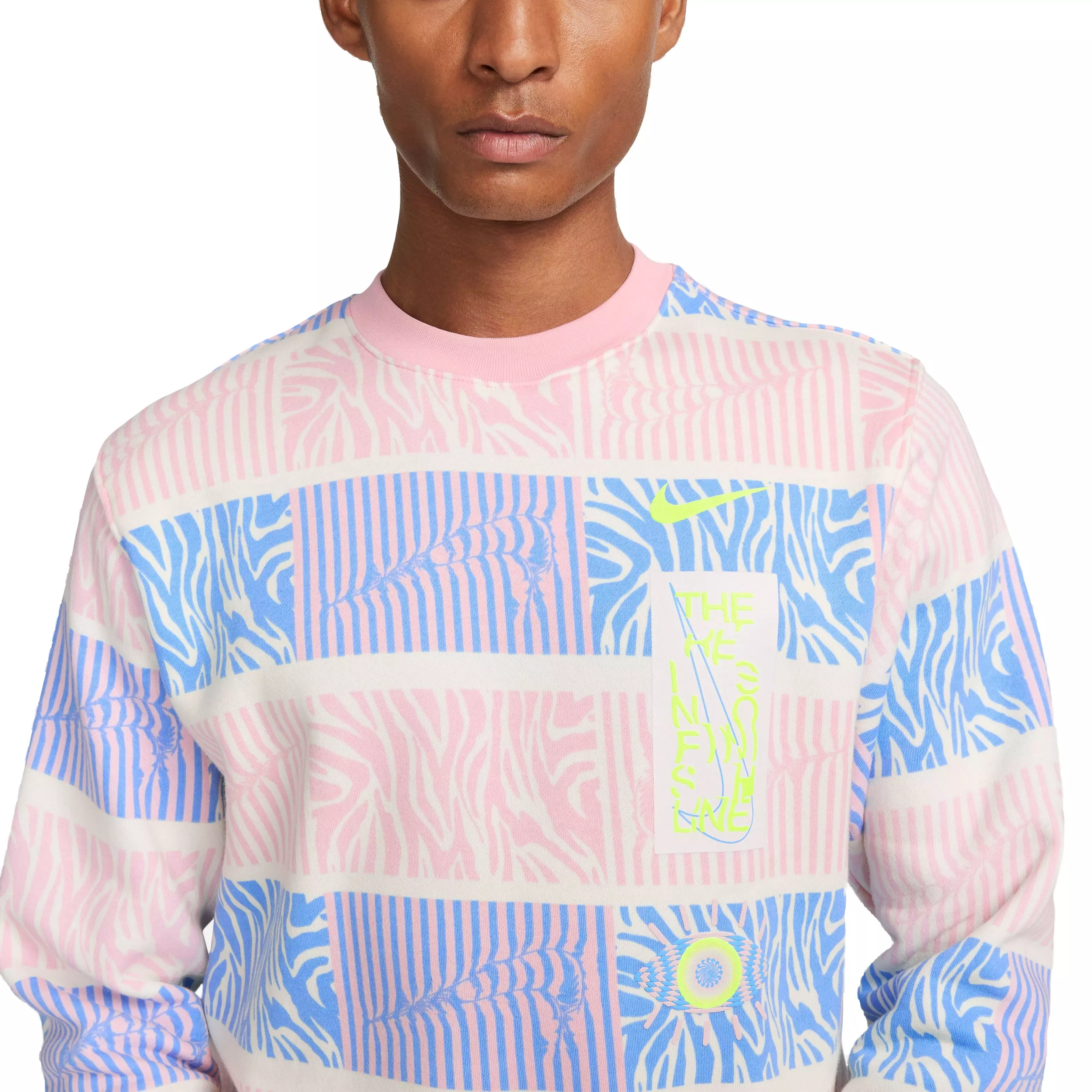 Nike Men's Sportswear Club Fleece Trippy Safari Crew Sweatshirt - MULTI-COLOR