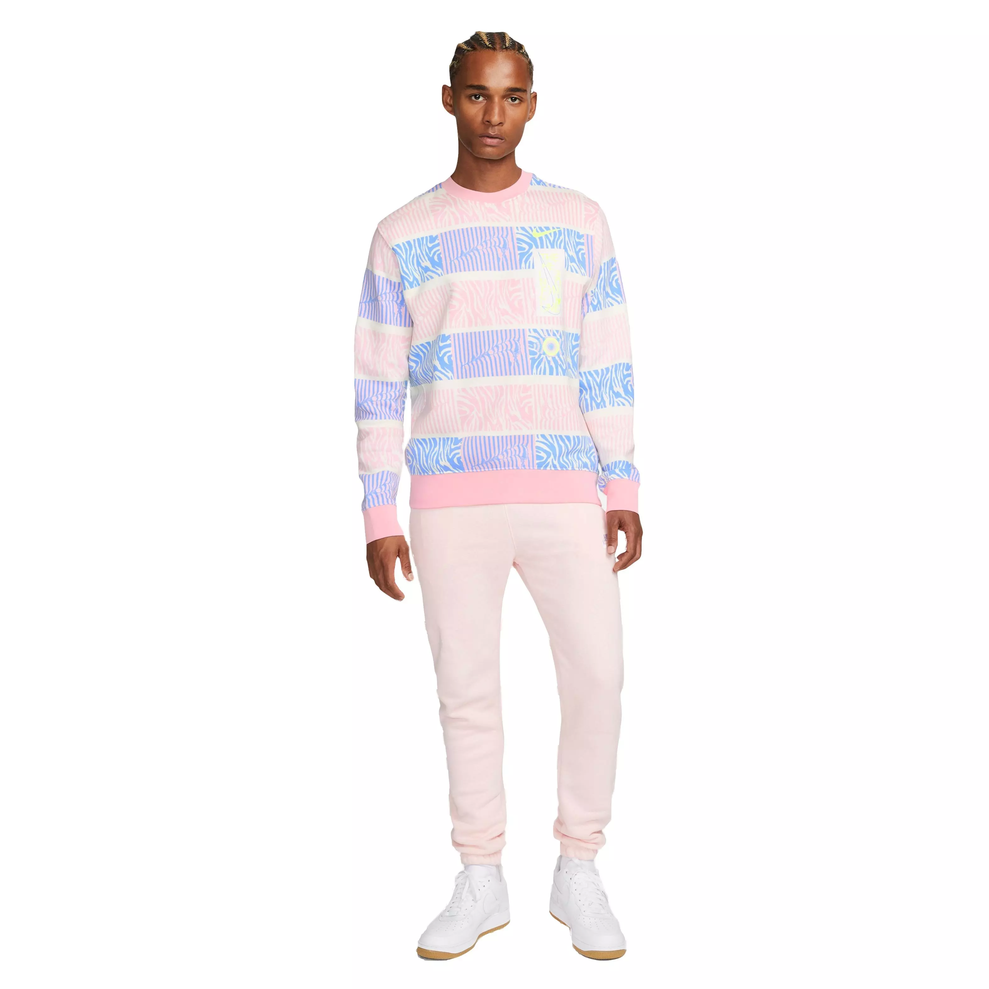 Nike Men's Sportswear Club Fleece Trippy Safari Crew Sweatshirt - MULTI-COLOR