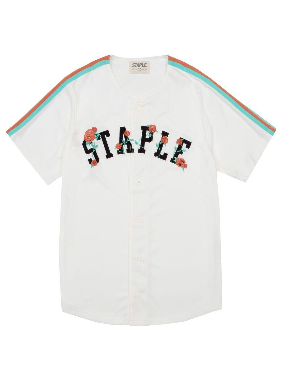 Staple Men's Rose Baseball Jersey - CREAM Thumbnail View 1