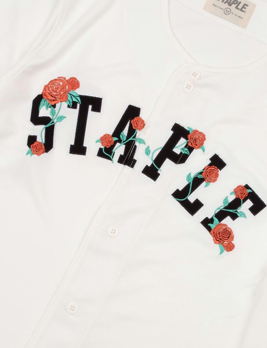 Staple Men's Rose Baseball Jersey - CREAM Thumbnail View 3