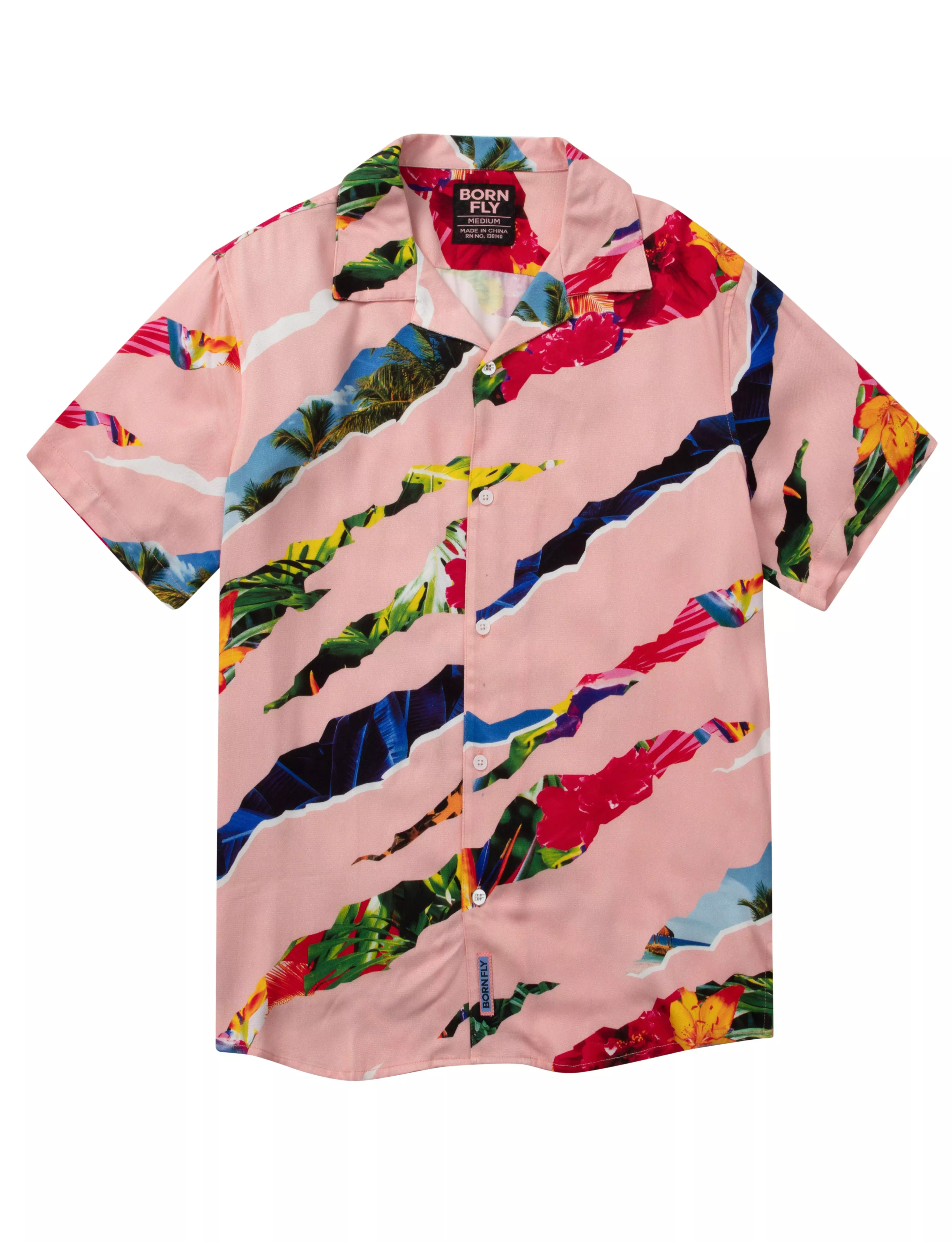 Born Fly Men's Havana Cabana Shirt - PINK