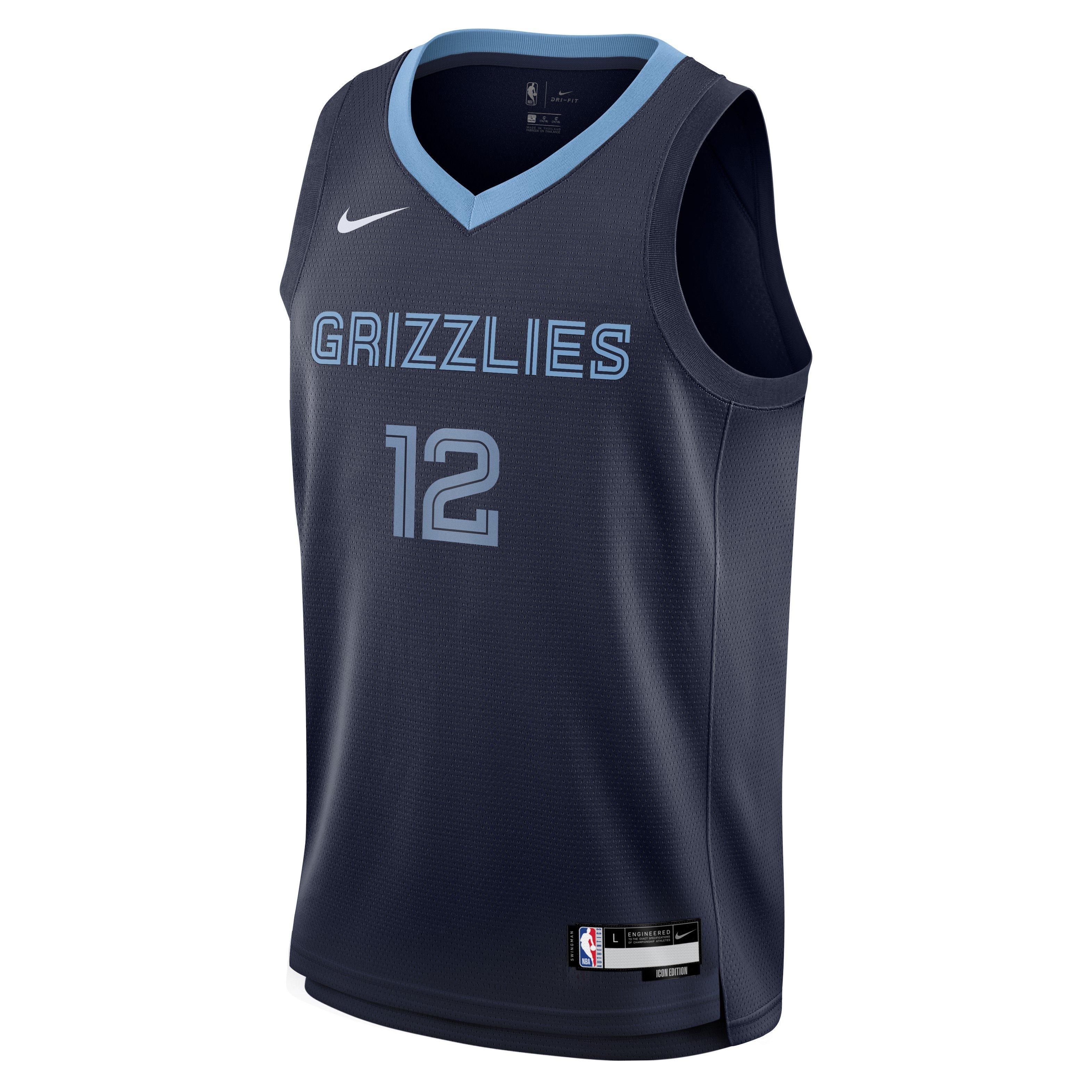 2023/24 Grizzlies MORANT #12 Sapphire Blue Kids NBA Jersey 热压