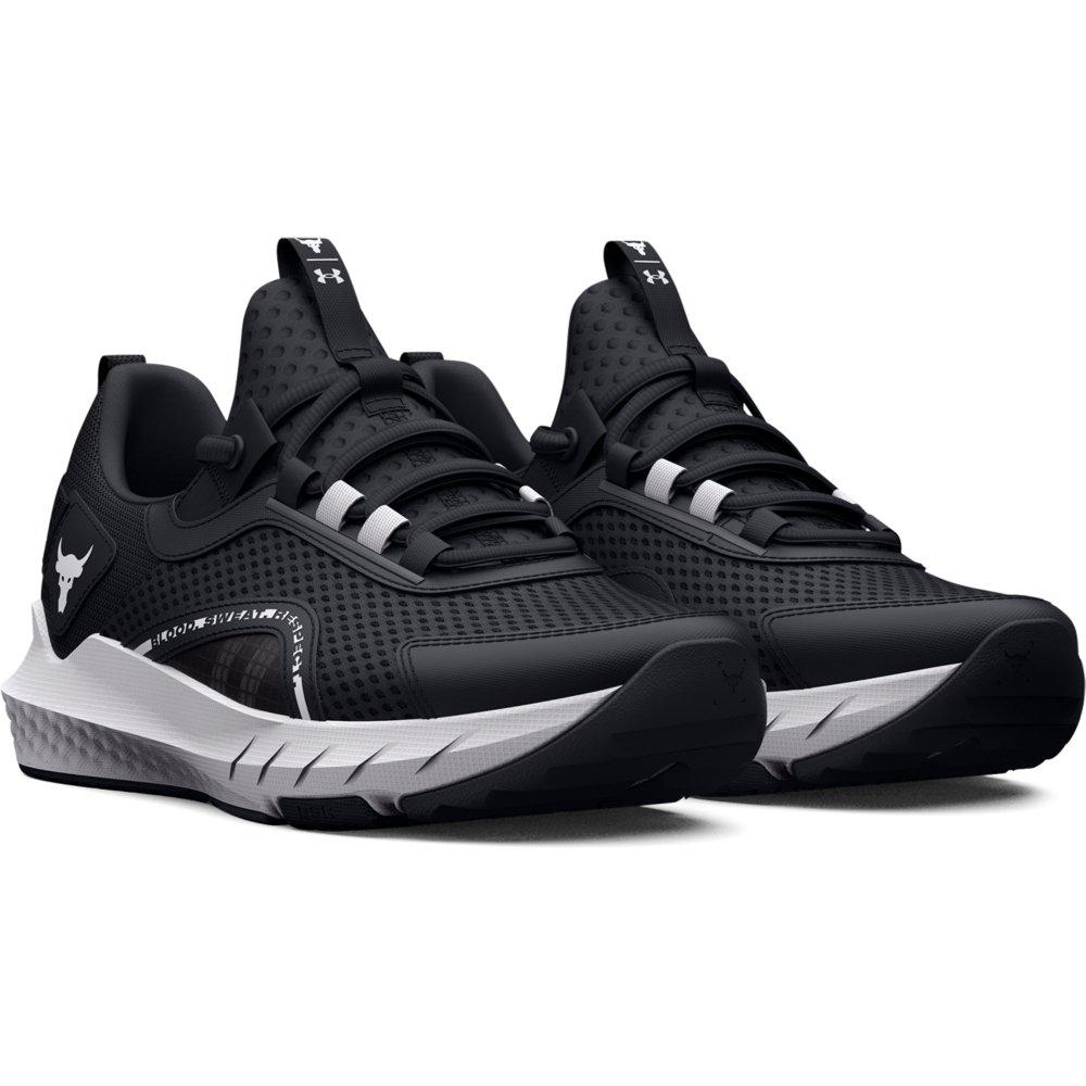 Under Armour Project Rock BSR 3 "Black/White" Grade School Boys' Training Shoe - BLACK/BLACK/WHITE Thumbnail View 3