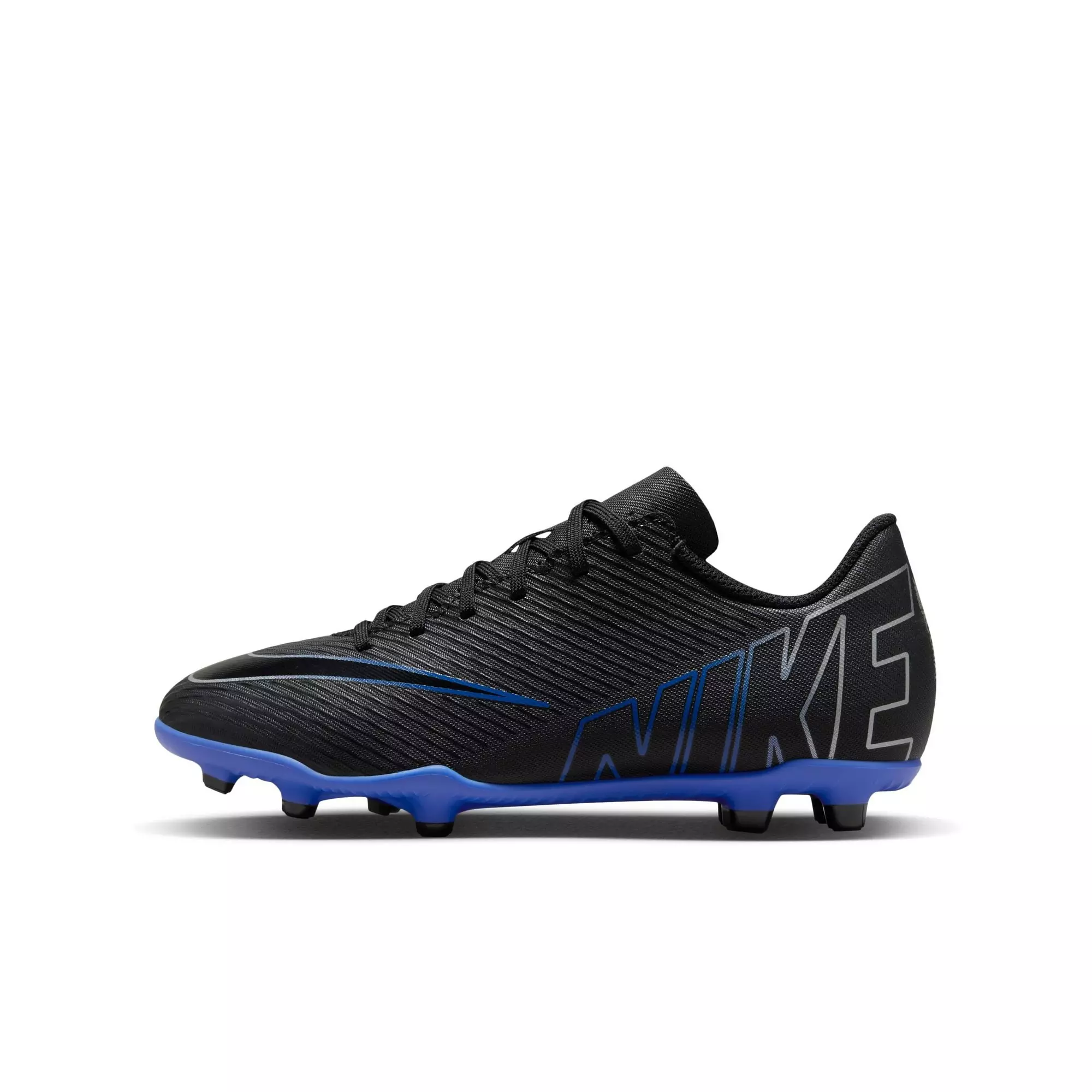 Nike Jr. Mercurial Vapor 15 Club MG "Black/Chrome/Hyper Royal" Grade School Boys' Soccer Cleat - BLACK/BLUE