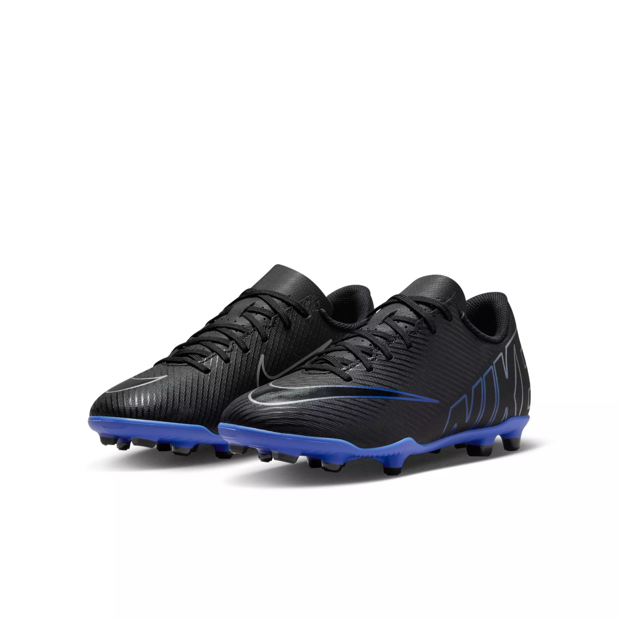 Nike Jr. Mercurial Vapor 15 Club MG "Black/Chrome/Hyper Royal" Grade School Boys' Soccer Cleat - BLACK/BLUE