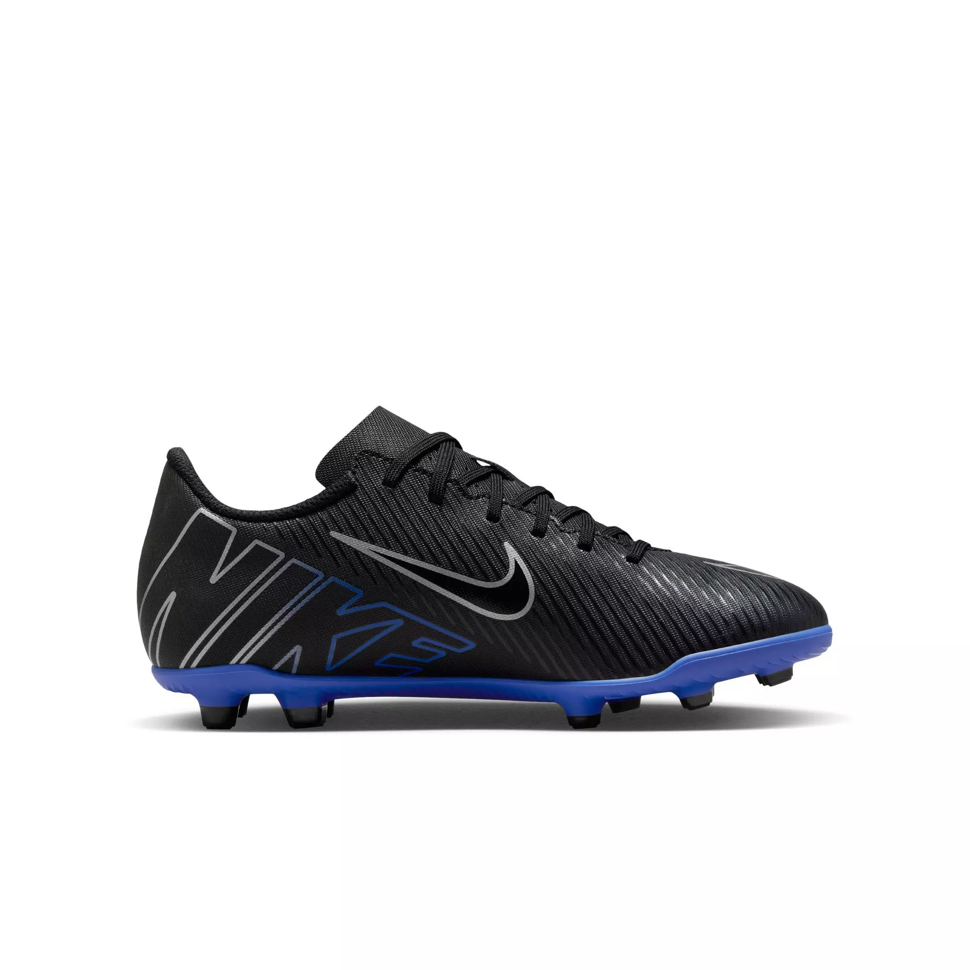 Nike Jr. Mercurial Vapor 15 Club MG "Black/Chrome/Hyper Royal" Grade School Boys' Soccer Cleat - BLACK/BLUE