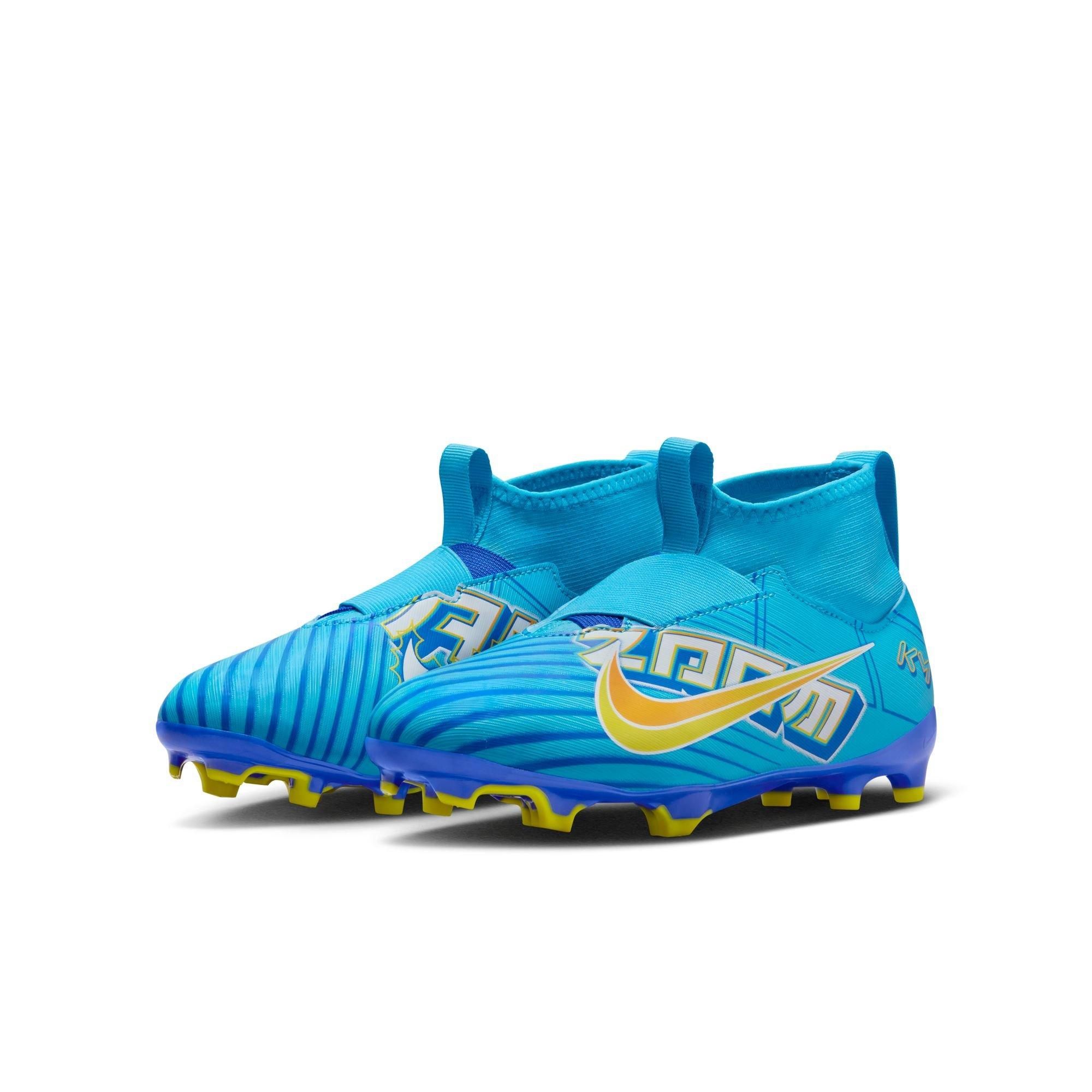 Nike Jr. Kylian Mbappe Mercurial Zoom Superfly 9 Academy FG/MG "Baltic Blue/White" Grade School Boys' Soccer Cleat - BLUE/WHITE Thumbnail View 5