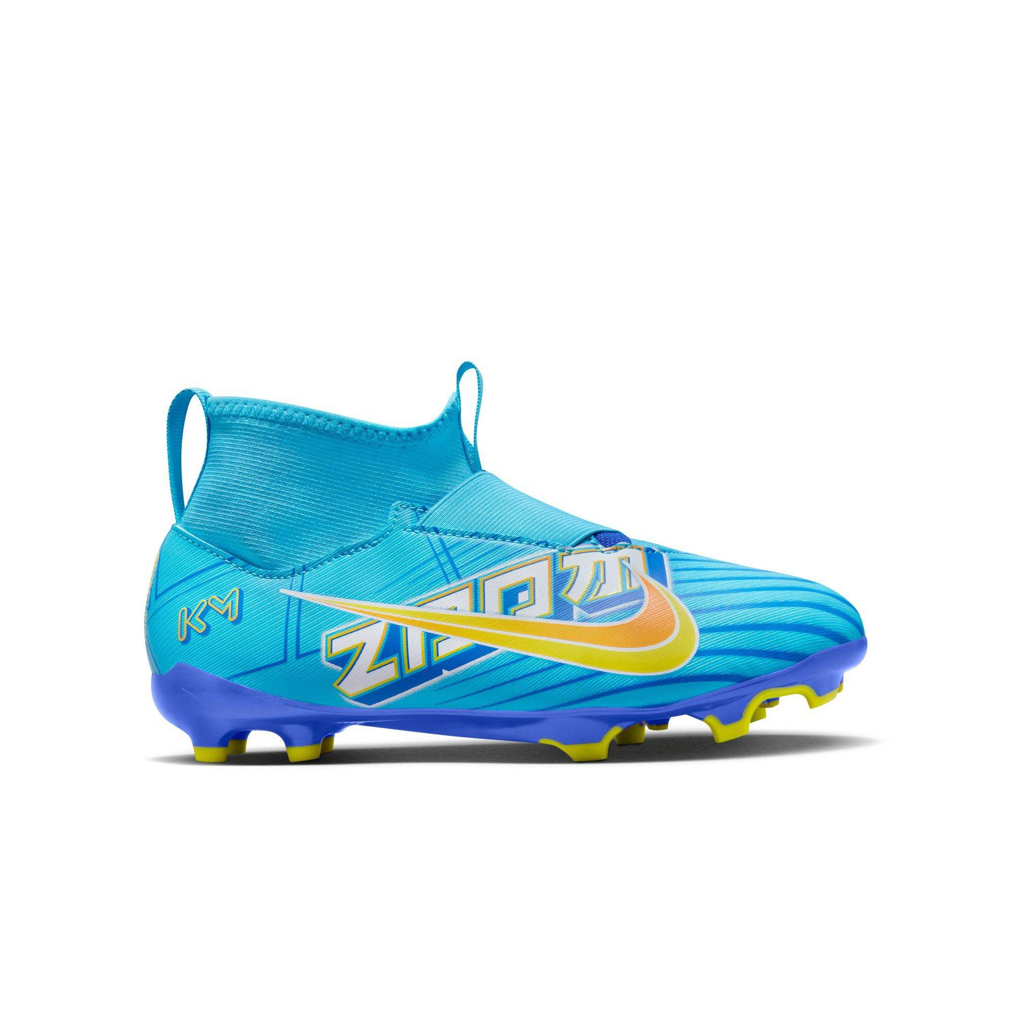 Nike Jr. Kylian Mbappe Mercurial Zoom Superfly 9 Academy FG/MG "Baltic Blue/White" Grade School Boys' Soccer Cleat - BLUE/WHITE Thumbnail View 1