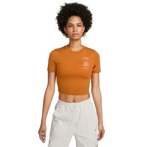 Nike Women's Sportswear Essential Gel Slim Crop Tee-Orange