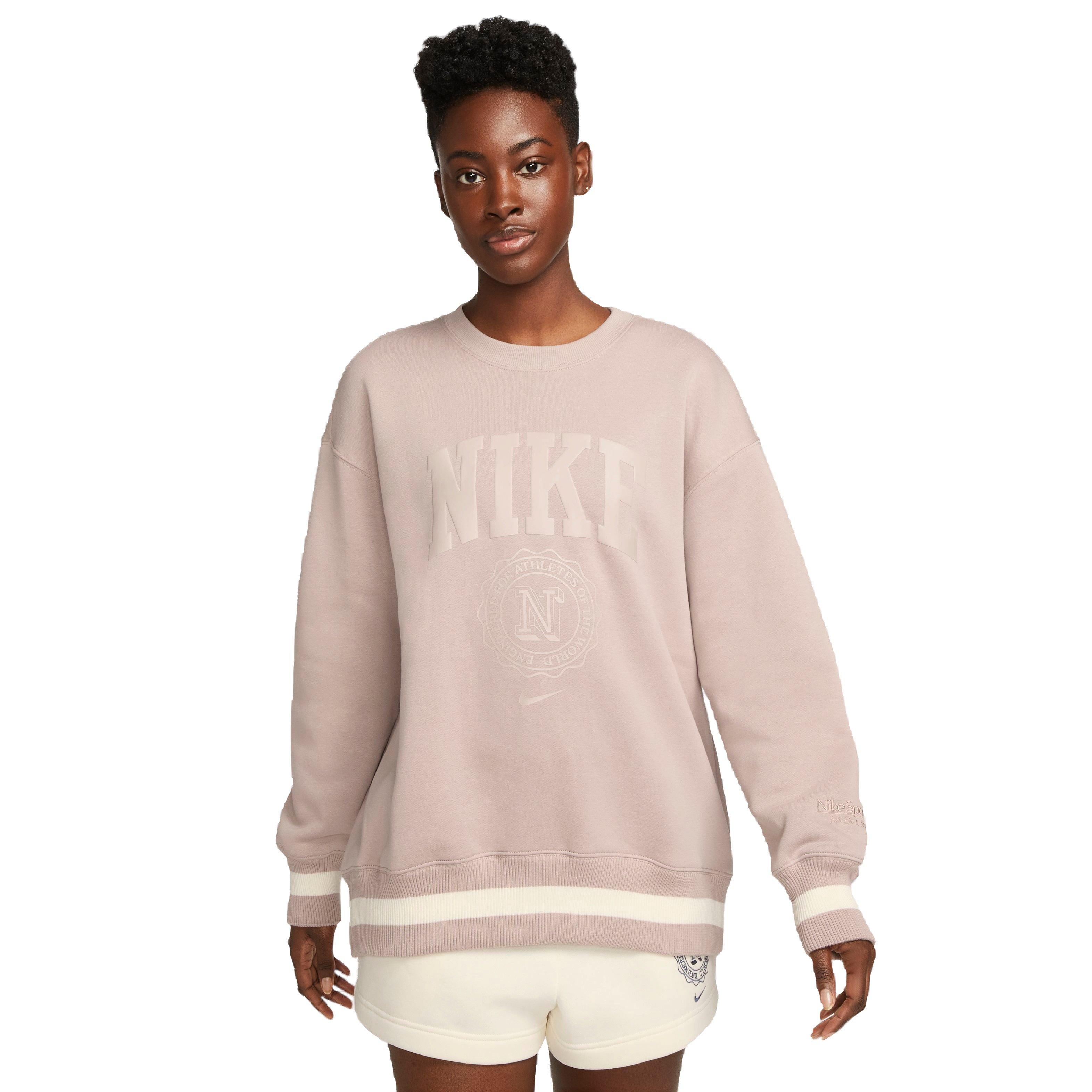 Nike Women's Sportswear Phoenix Fleece Oversized Campus Crewneck Sweatshirt - TAN Thumbnail View 1