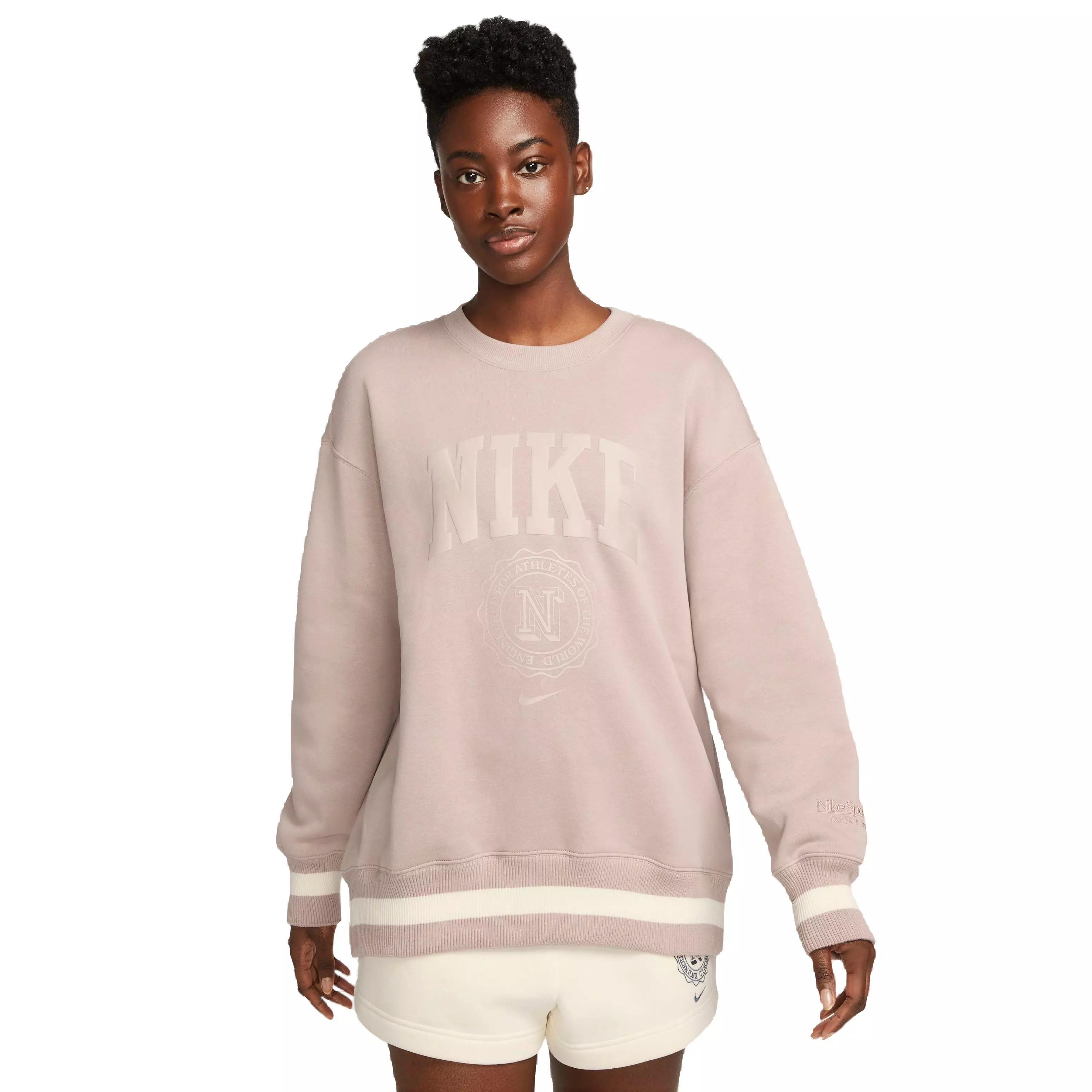 Nike Women's Sportswear Phoenix Fleece Oversized Campus Crewneck Sweatshirt - TAN