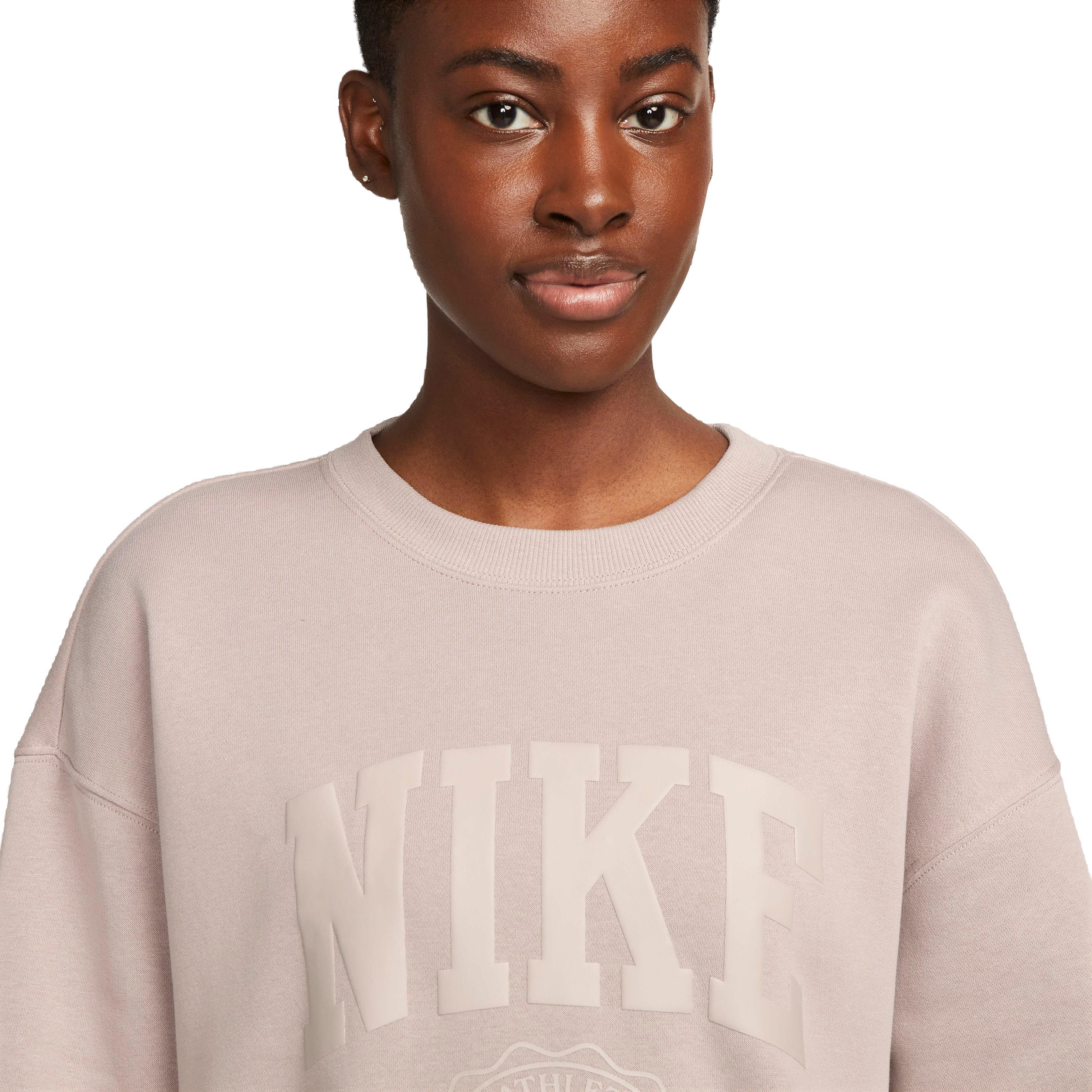 Nike Women's Sportswear Phoenix Fleece Oversized Campus Crewneck Sweatshirt - TAN Thumbnail View 3