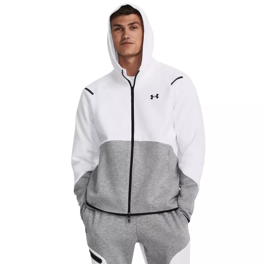 Under Armour Men's Unstoppable Fleece Full-Zip Jacket - White/Grey - WHITE/GREY