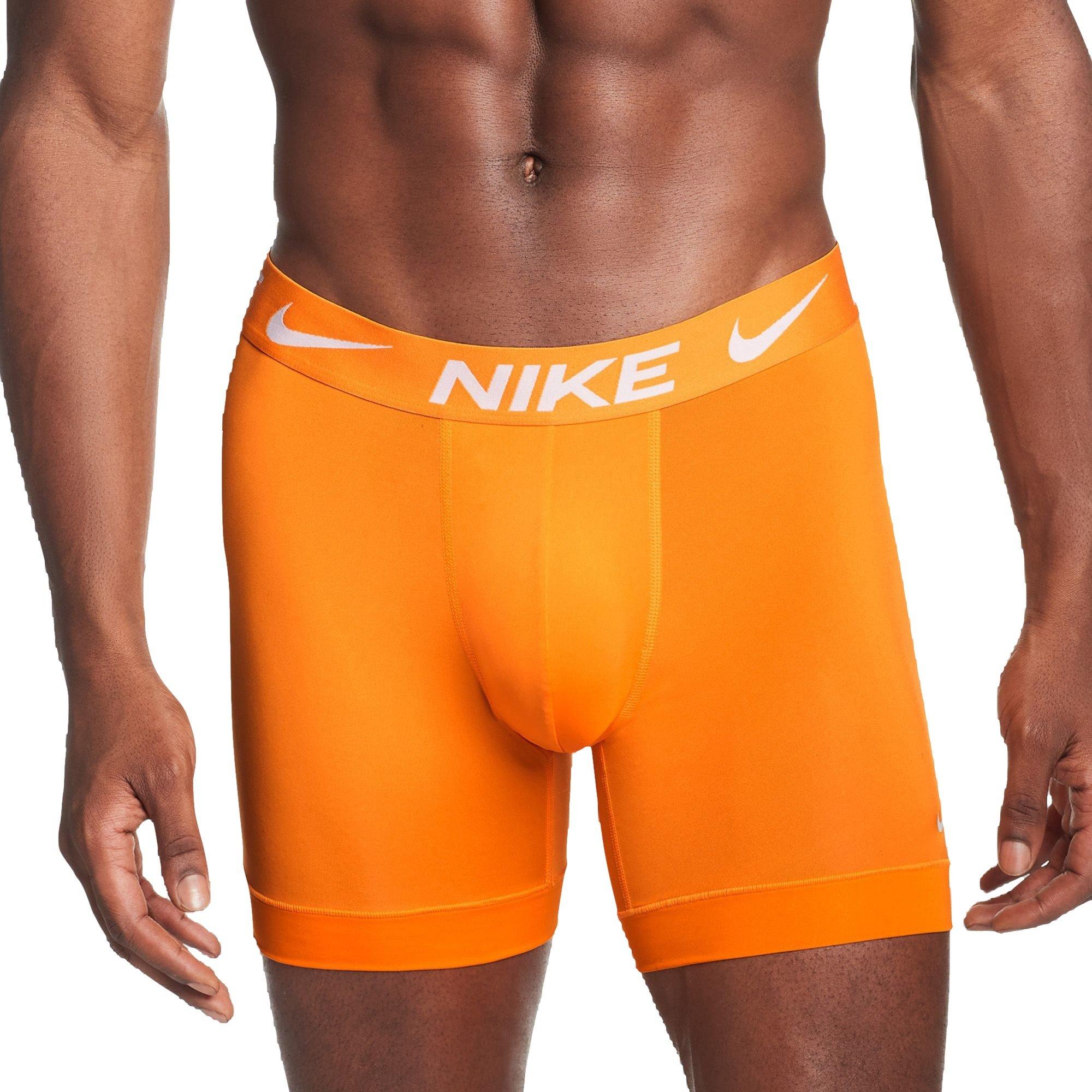 Nike Dri-FIT Essential Micro 3 pack hip briefs in camo/orange