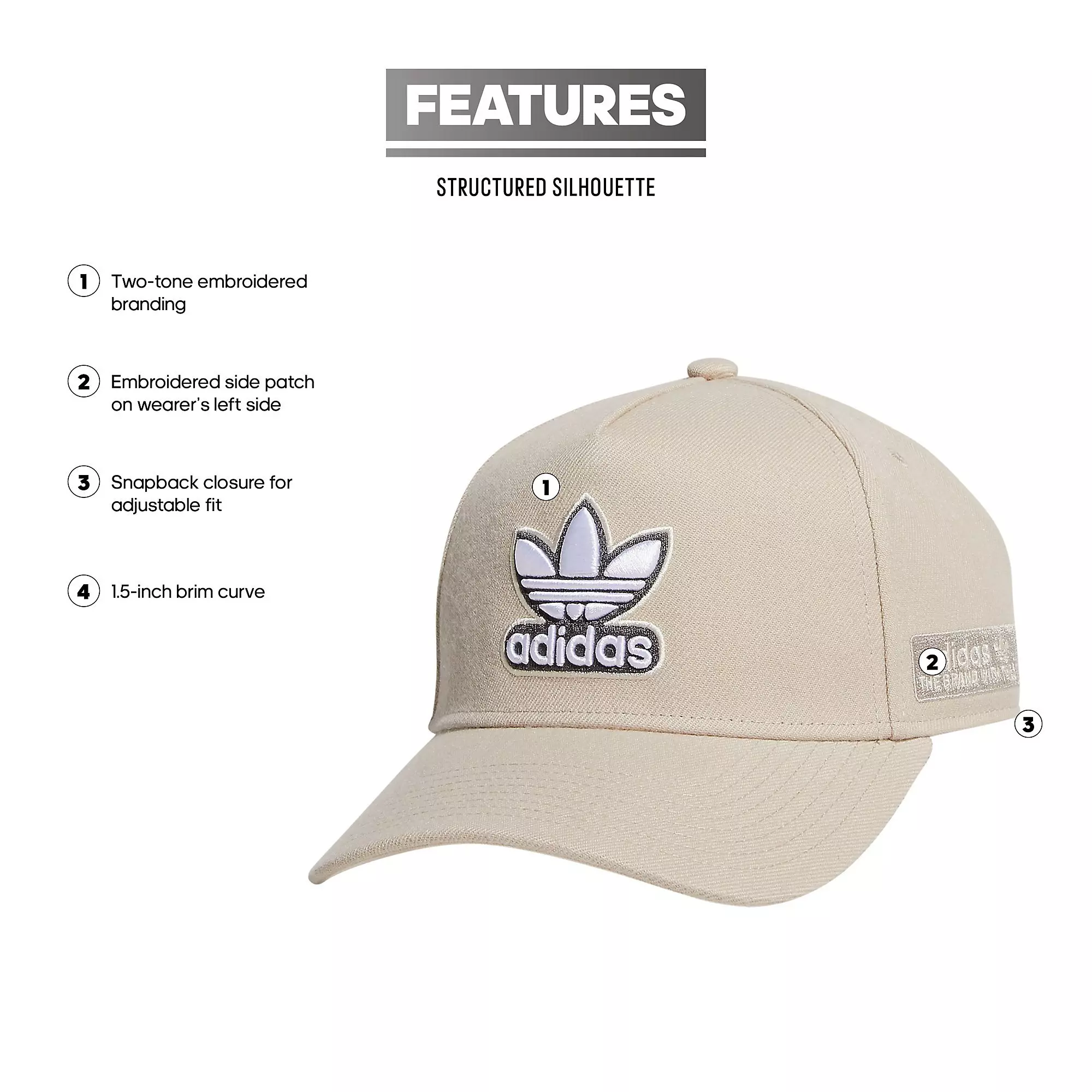 adidas A-Frame Snapback Hat - BEIGE