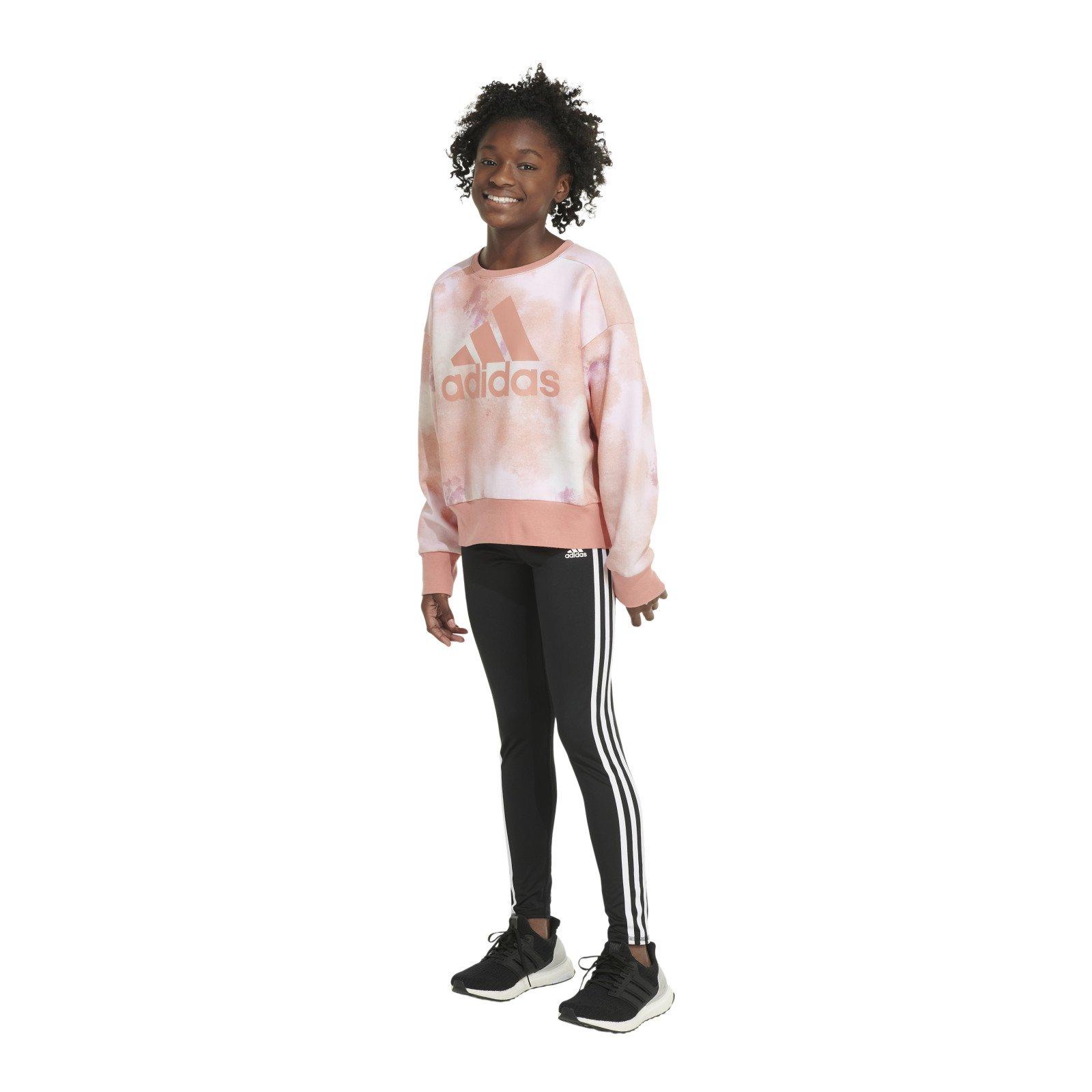 adidas Printed Crewneck Fleece Big Girls' Pink Pullover