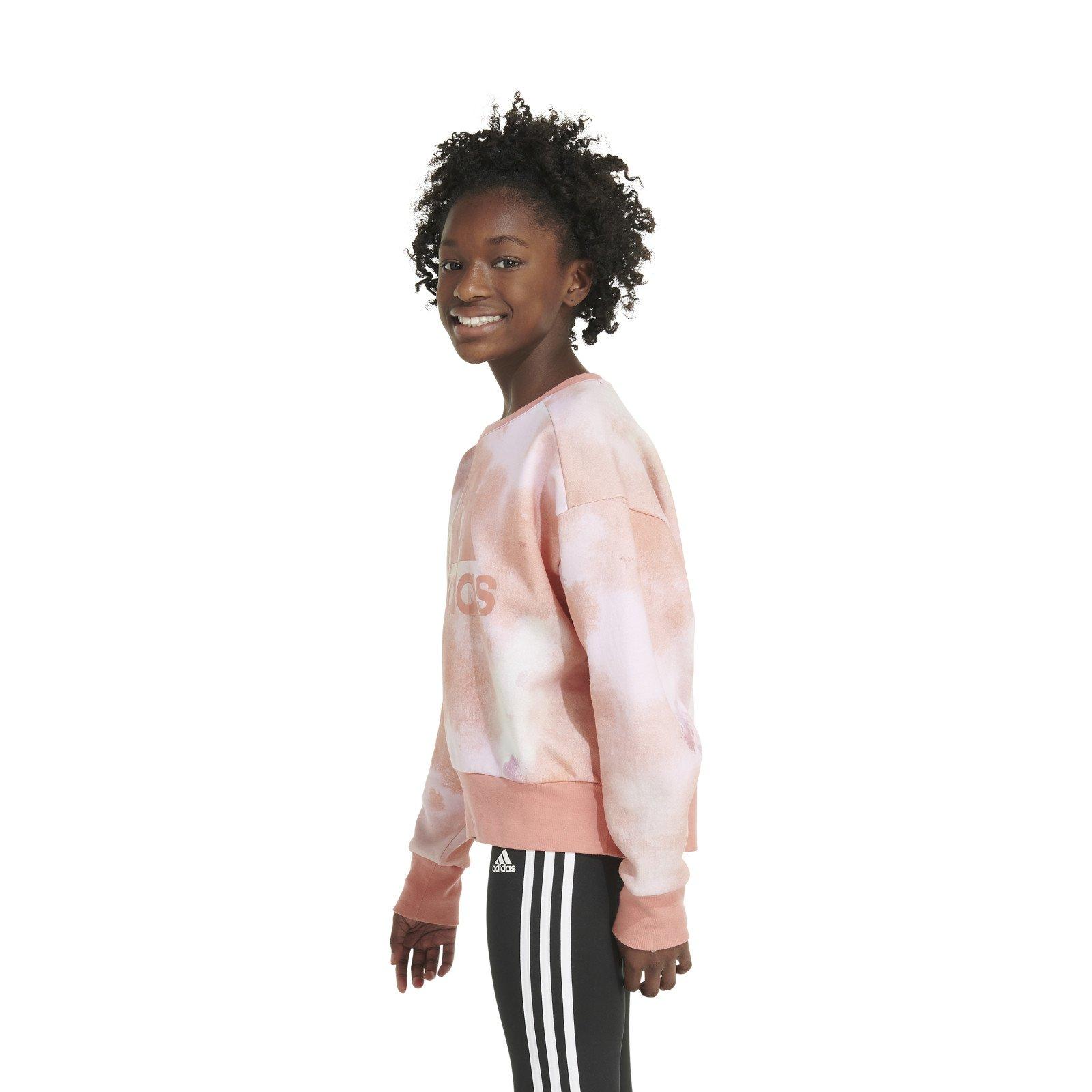 adidas Printed Crewneck Fleece Big Girls' Pink Pullover