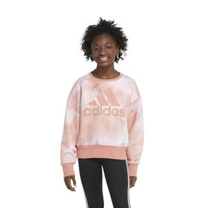 adidas Big Girls' Printed Crewneck Fleece Pullover - Pink