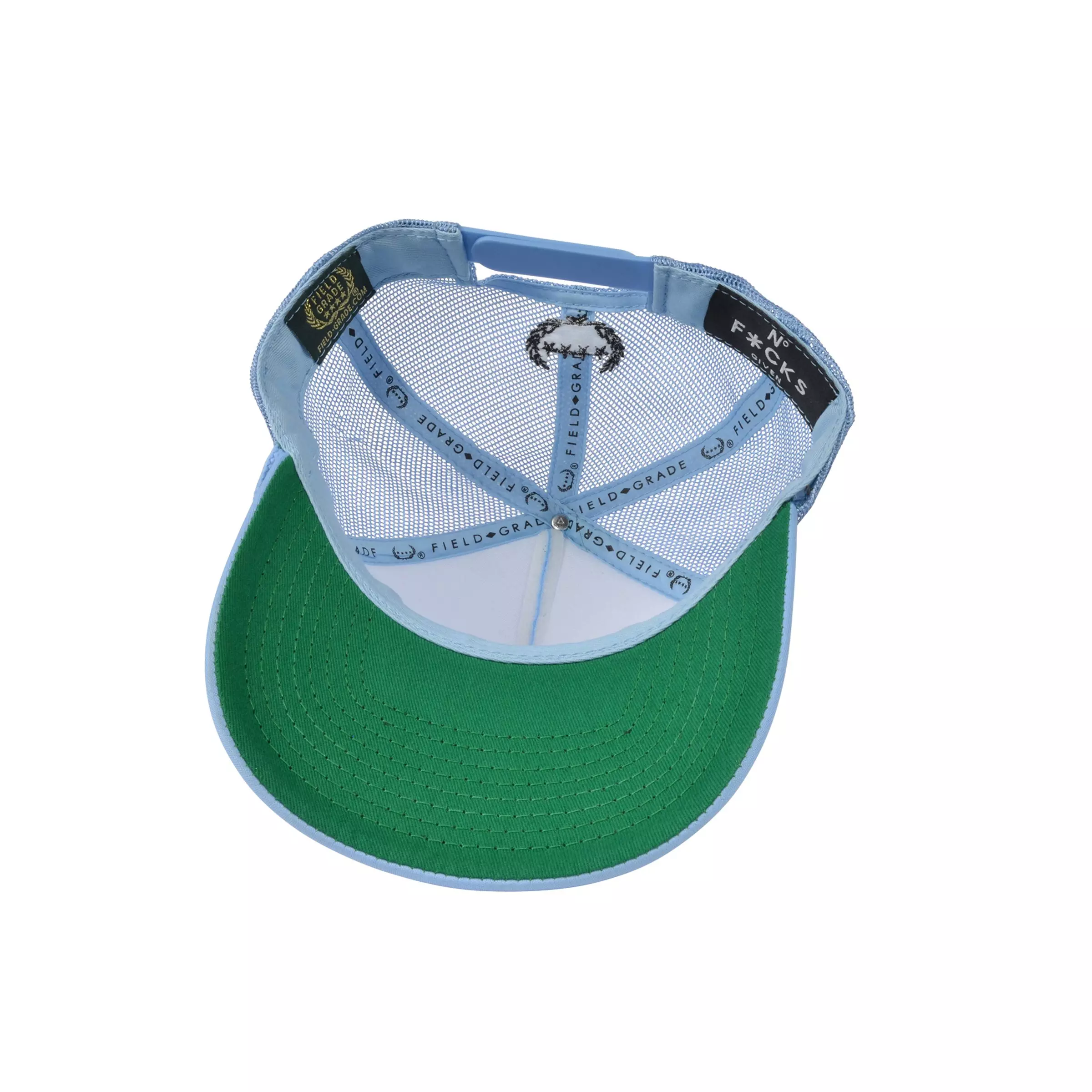 Field Grade No F*cks Given Trucker Snapback Hat-Light Blue - BLUE