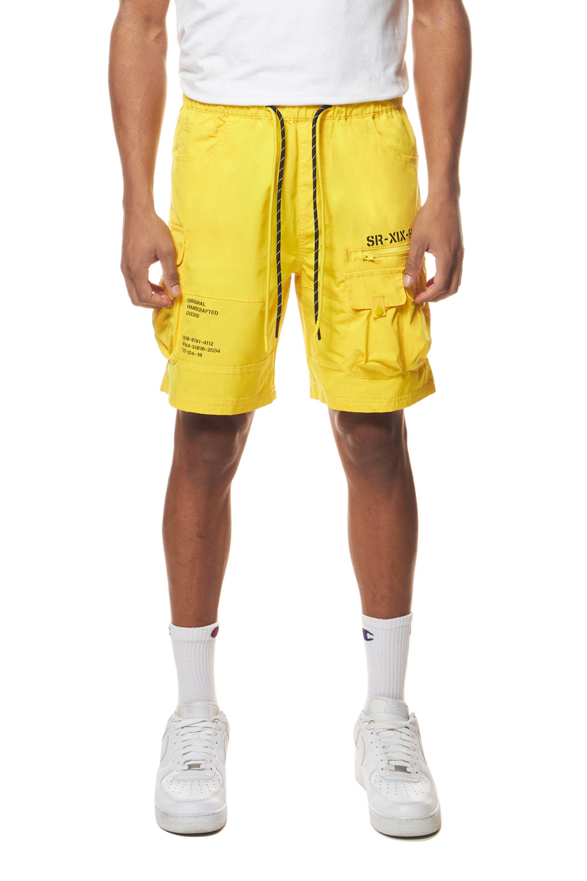 Smoke Rise Men's Printed Nylon Utility Cargo Shorts - Yellow - YELLOW Thumbnail View 1