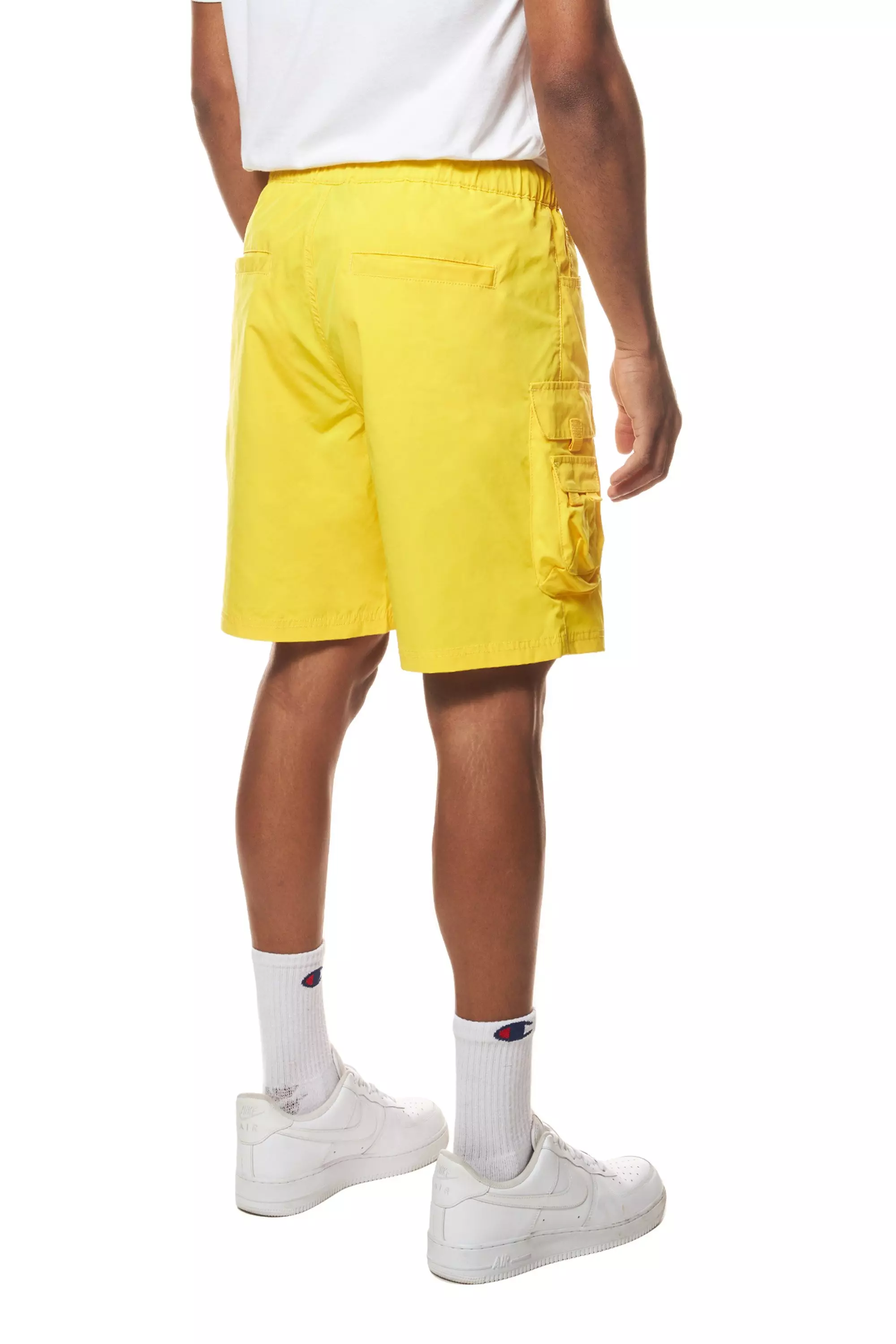 Smoke Rise Men's Printed Nylon Utility Cargo Shorts - Yellow - YELLOW