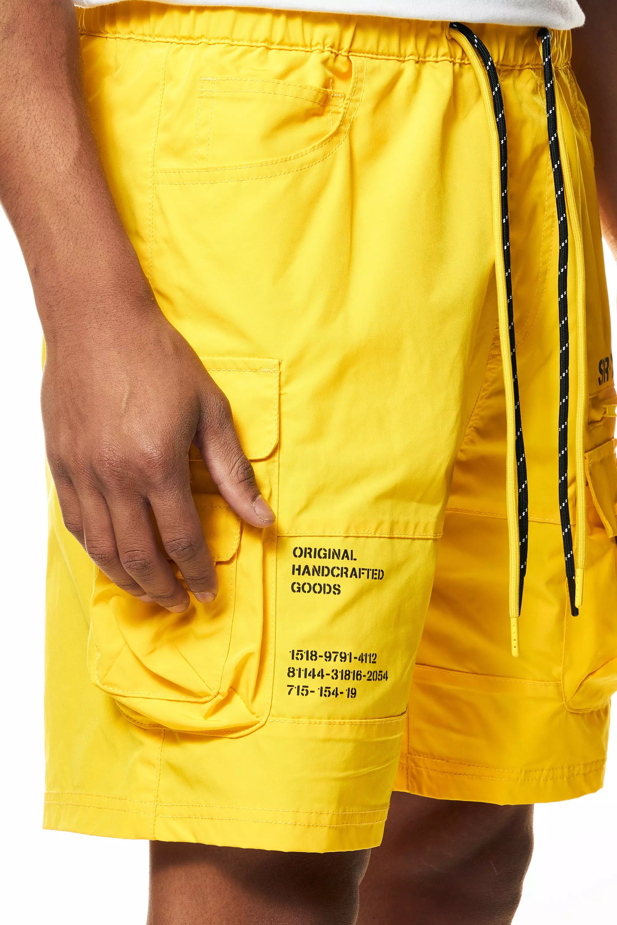 Smoke Rise Men's Printed Nylon Utility Cargo Shorts - Yellow - YELLOW