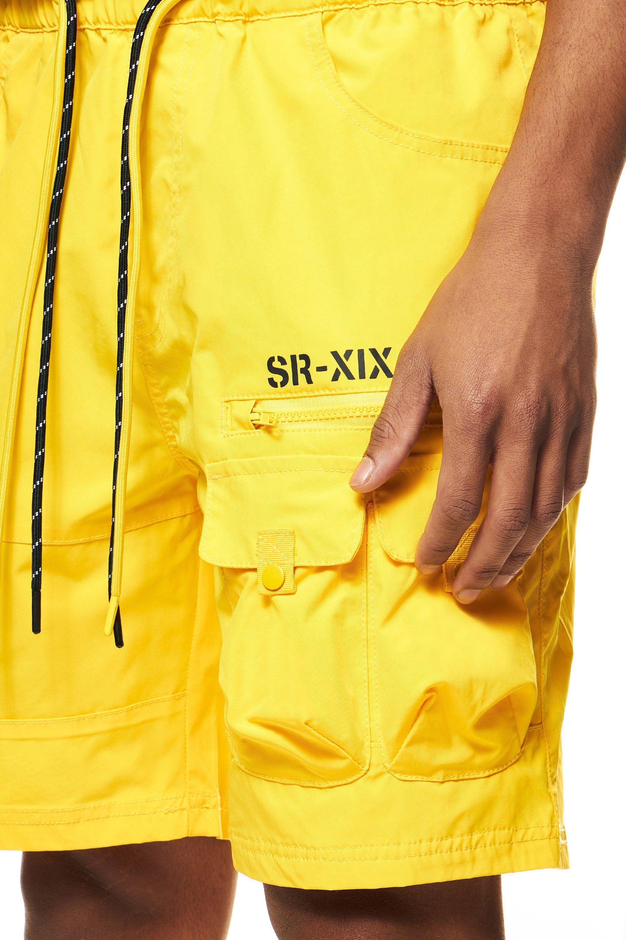 Smoke Rise Men's Printed Nylon Utility Cargo Shorts - Yellow - YELLOW Thumbnail View 5