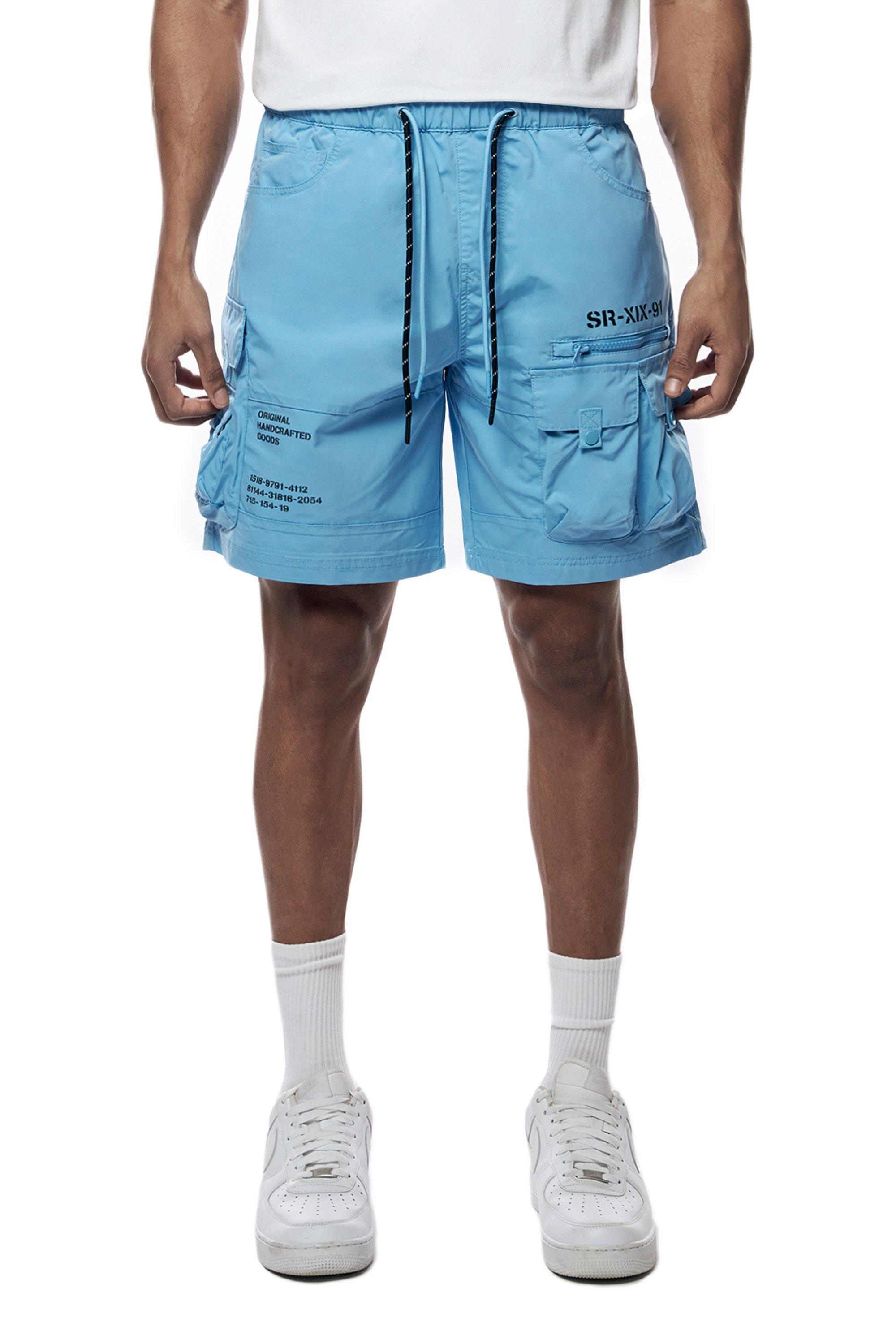 Smoke Rise Men's Printed Nylon Utility Cargo Shorts - Blue - BLUE Thumbnail View 1