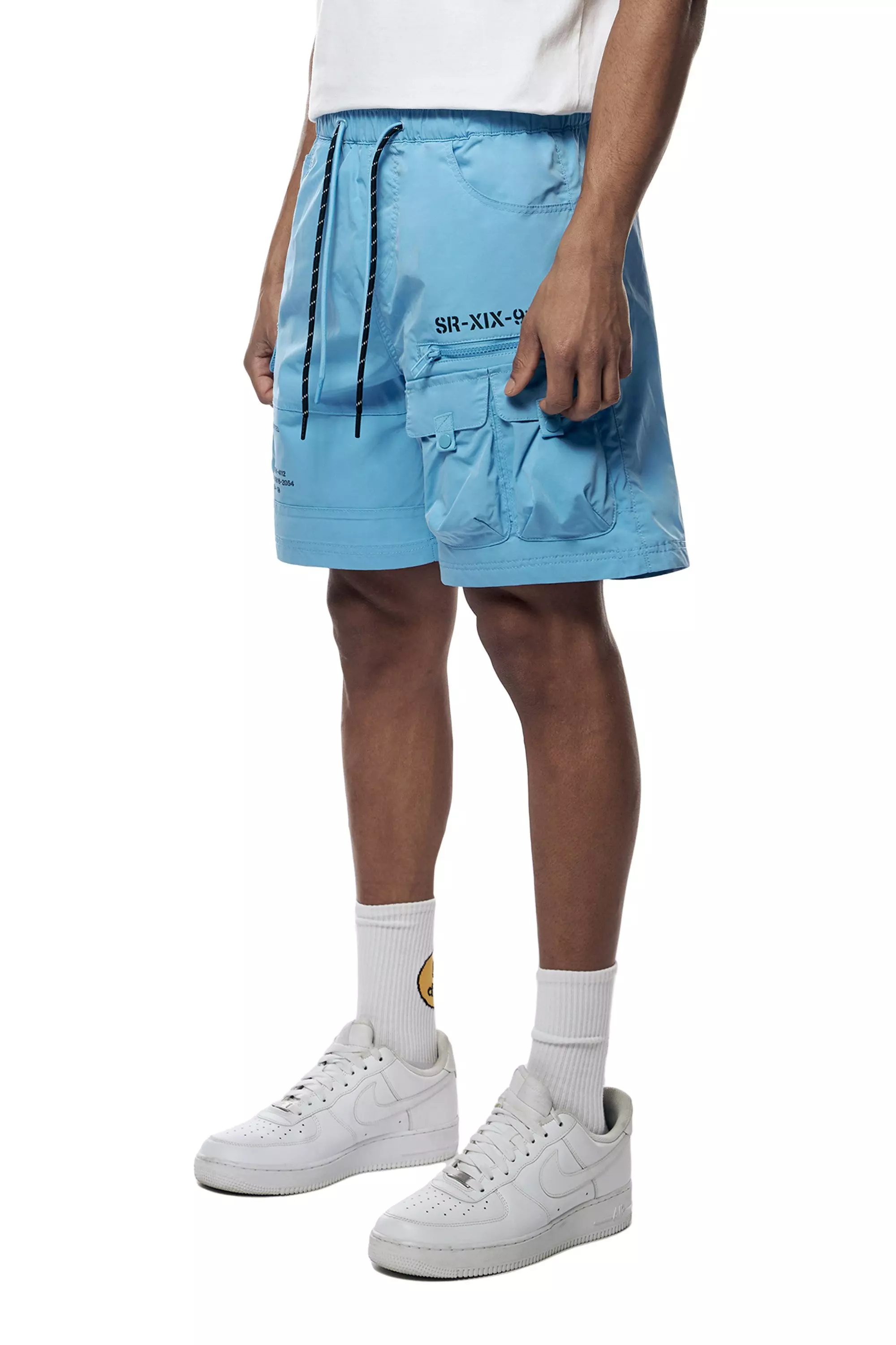 Smoke Rise Men's Printed Nylon Utility Cargo Shorts - Blue - BLUE