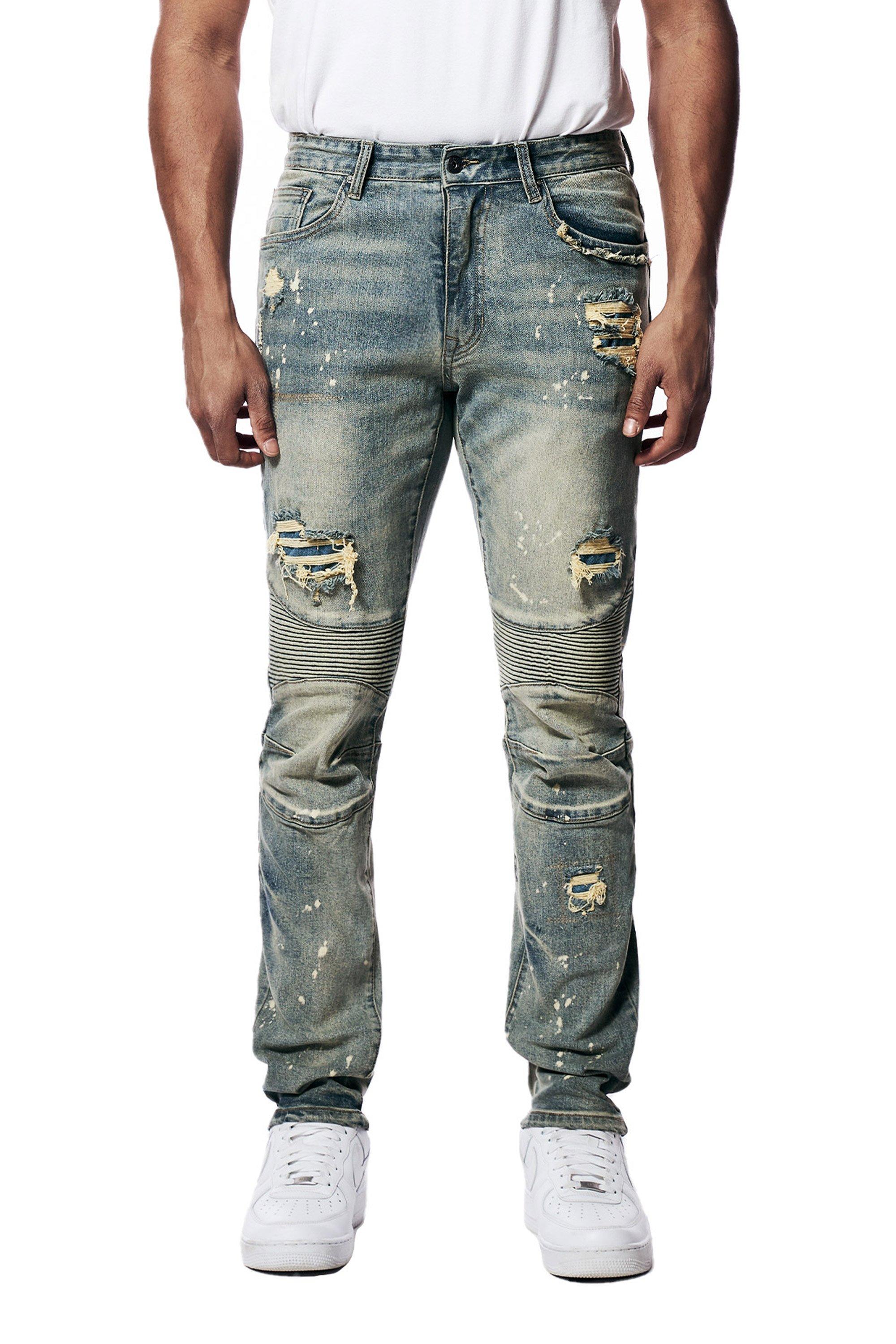 SMOKE RISE RIP REPAIRED DENIM JEANS