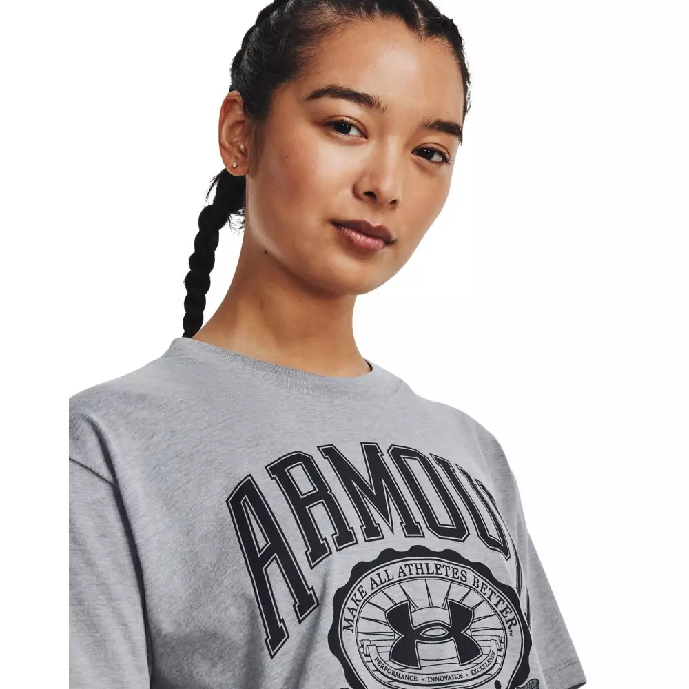 Under Armour Women's Collegiate Tee-Grey/Black - GREY/BLACK