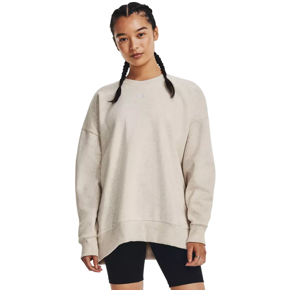 Under Armour Women's Rival Fleece Oversized Crew-Cream - Hibbett