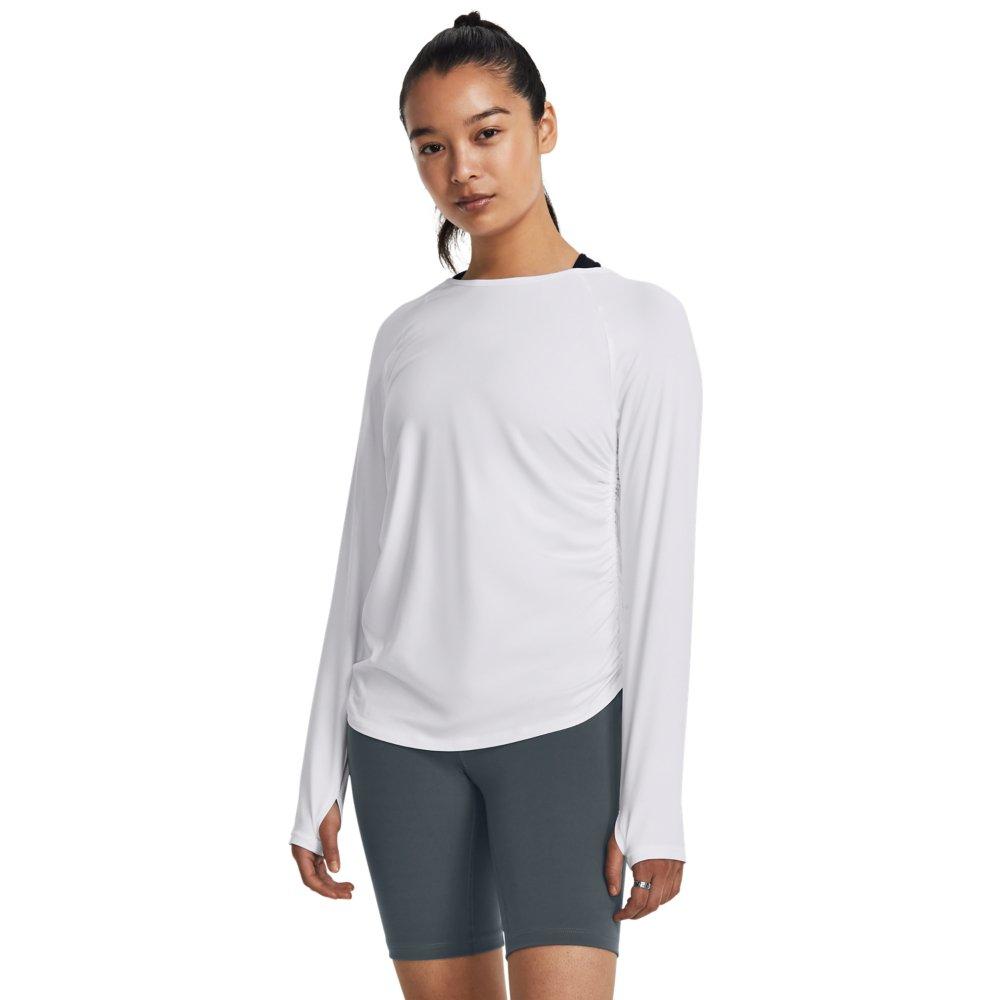 Under Armour Women's Motion Longline Long-Sleeve Tee - WHITE Thumbnail View 1
