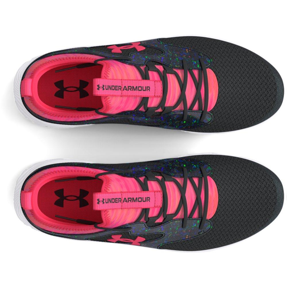 Under Armour Infinity 2.0 Printed "Black/Pink Shock" Grade School Girls' Running Shoe - BLACK/PINK Thumbnail View 3