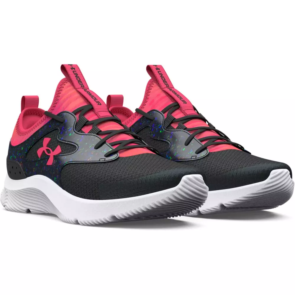 Under Armour Infinity 2.0 Printed "Black/Pink Shock" Grade School Girls' Running Shoe - BLACK/PINK