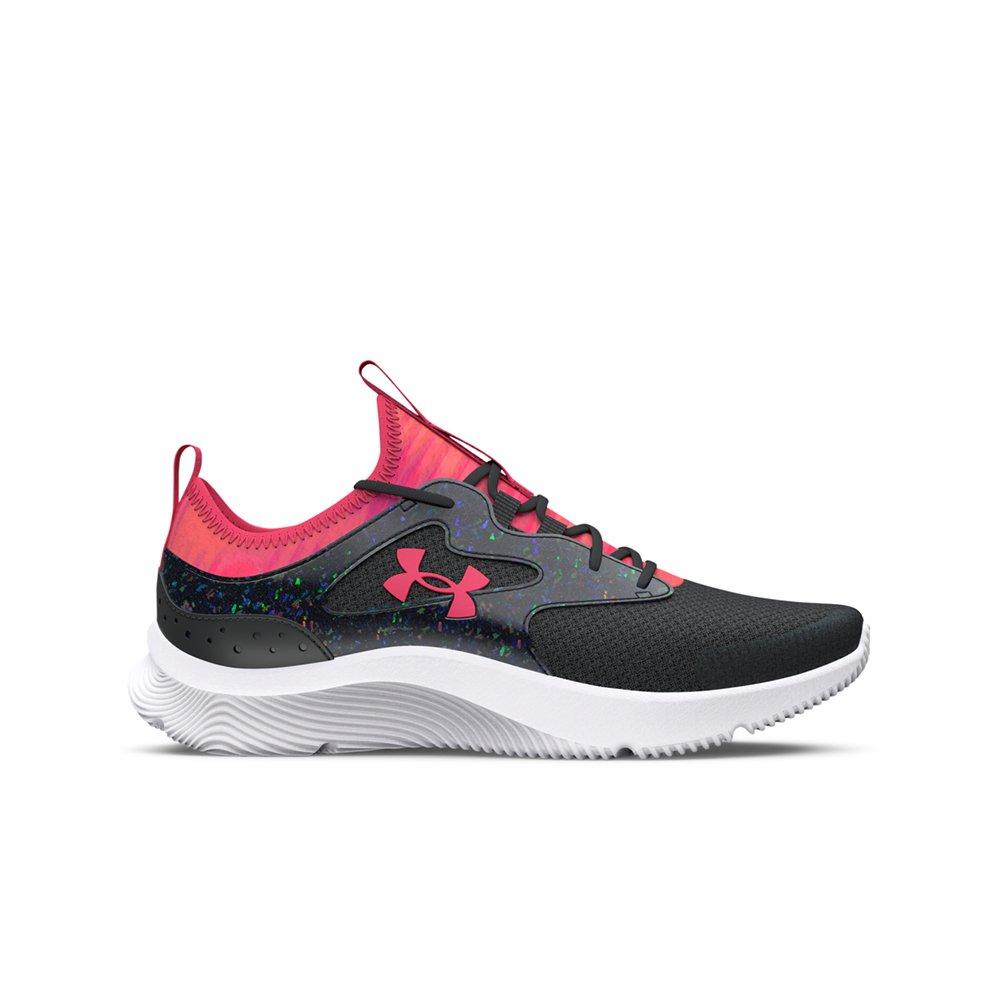 Under Armour Infinity 2.0 Printed "Black/Pink Shock" Grade School Girls' Running Shoe - BLACK/PINK Thumbnail View 1
