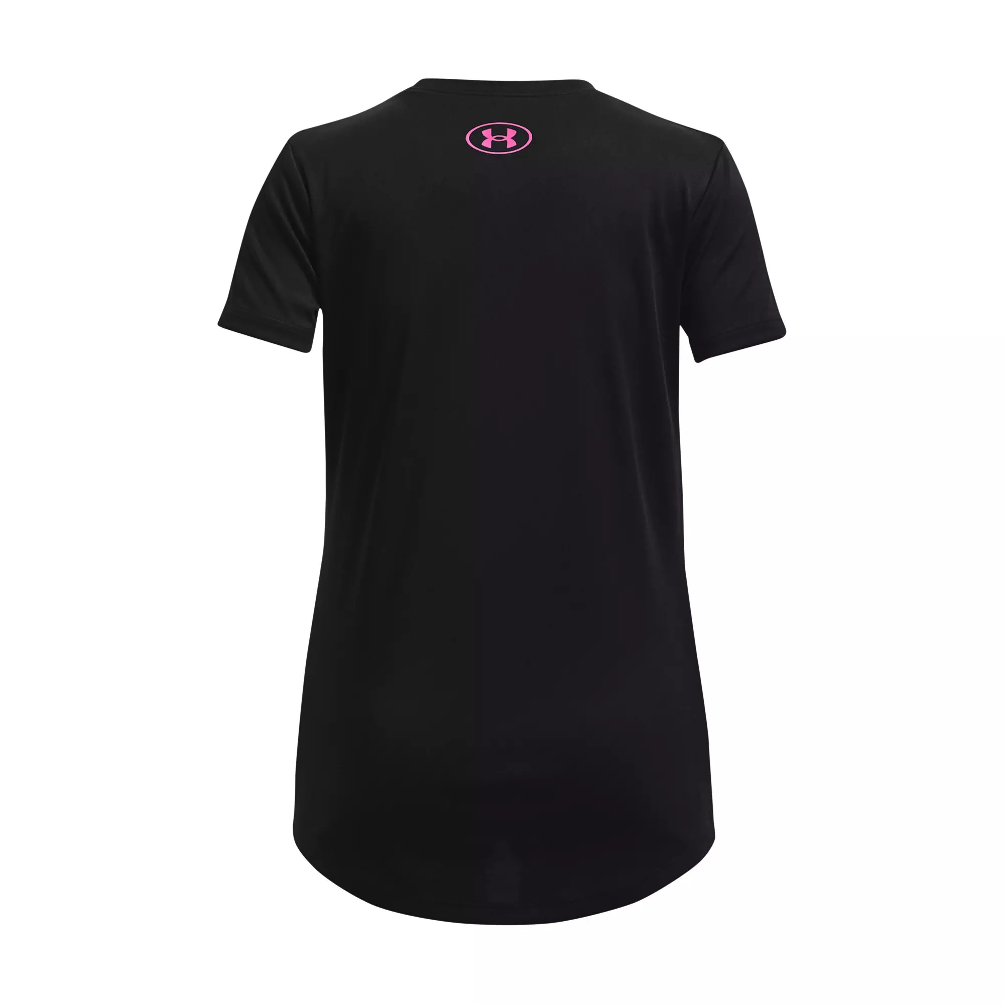 Under Armour Big Girls' Tech Print Big Logo Tee - BLACK/PINK