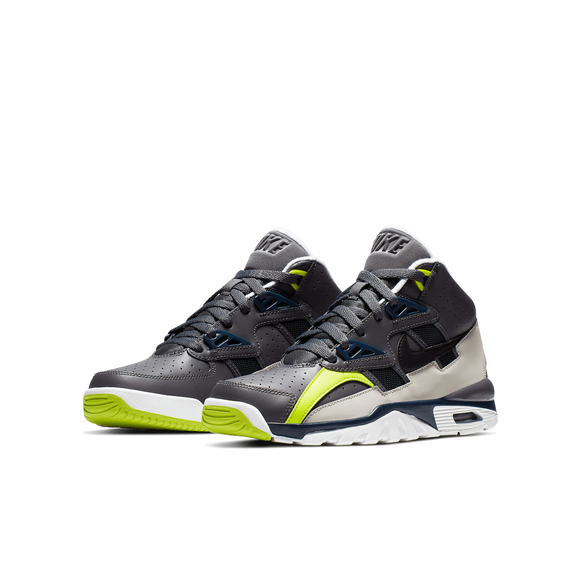 Nike Air Trainer SC "Dark Grey/Black/Midnight Navy/Volt" Grade School Boys' Shoe - BLACK/GREEN Thumbnail View 5