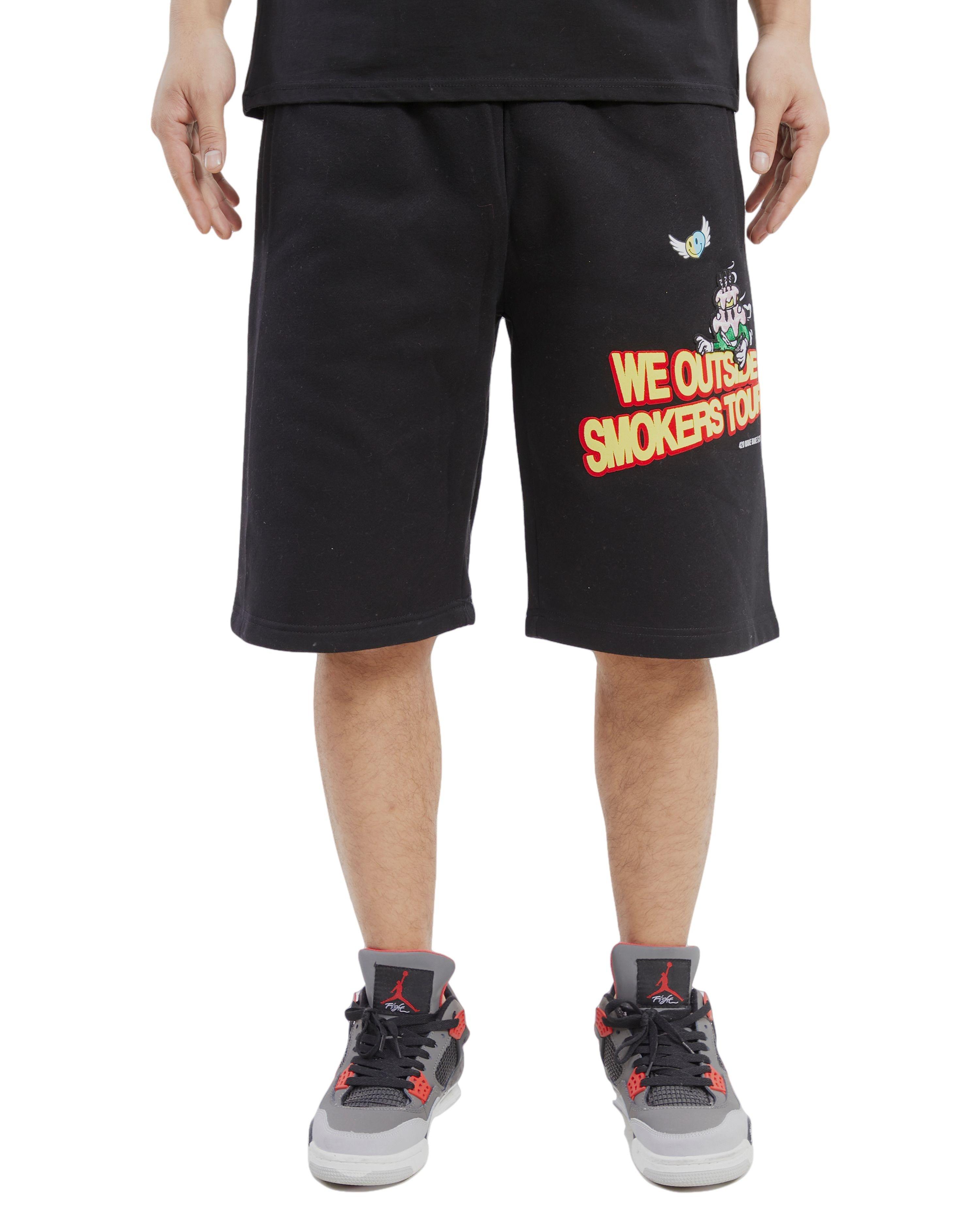 Wedding Cake Men's We Outside Fleece Shorts - Black - BLACK Thumbnail View 1