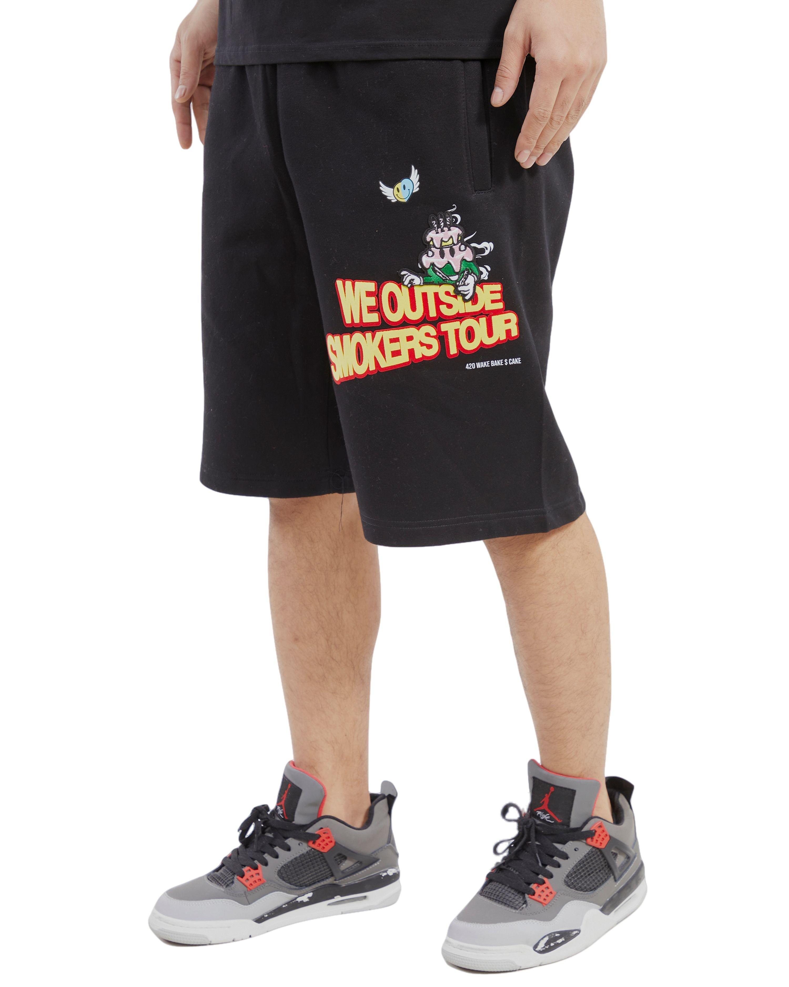 Wedding Cake Men's We Outside Fleece Shorts - Black - BLACK Thumbnail View 4