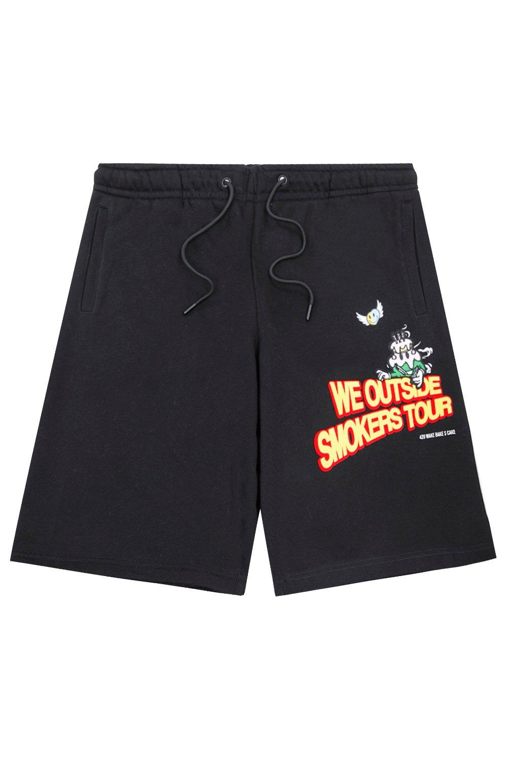 Wedding Cake Men's We Outside Fleece Shorts - Black - BLACK Thumbnail View 5