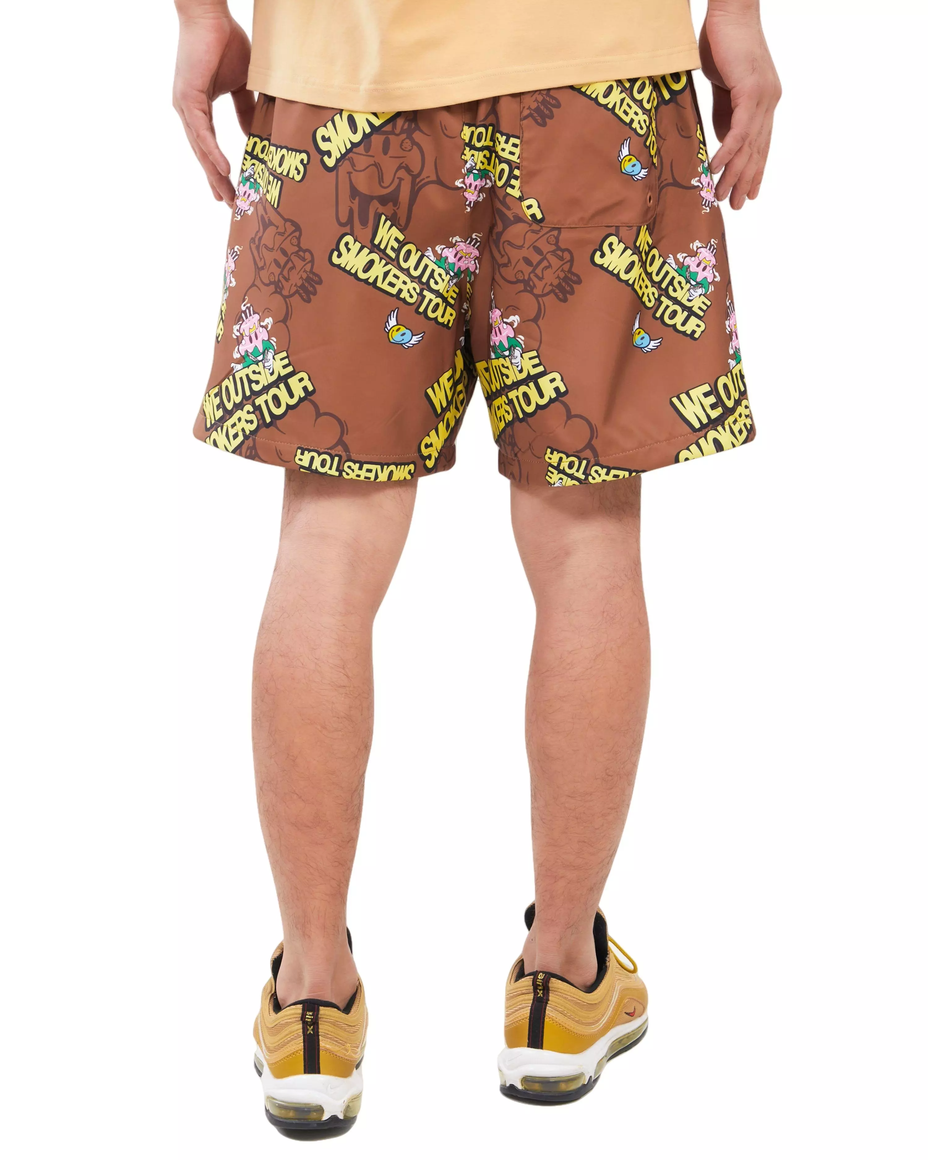 Wedding Cake Men's We Outside Nylon Printed Shorts - Brown - BROWN