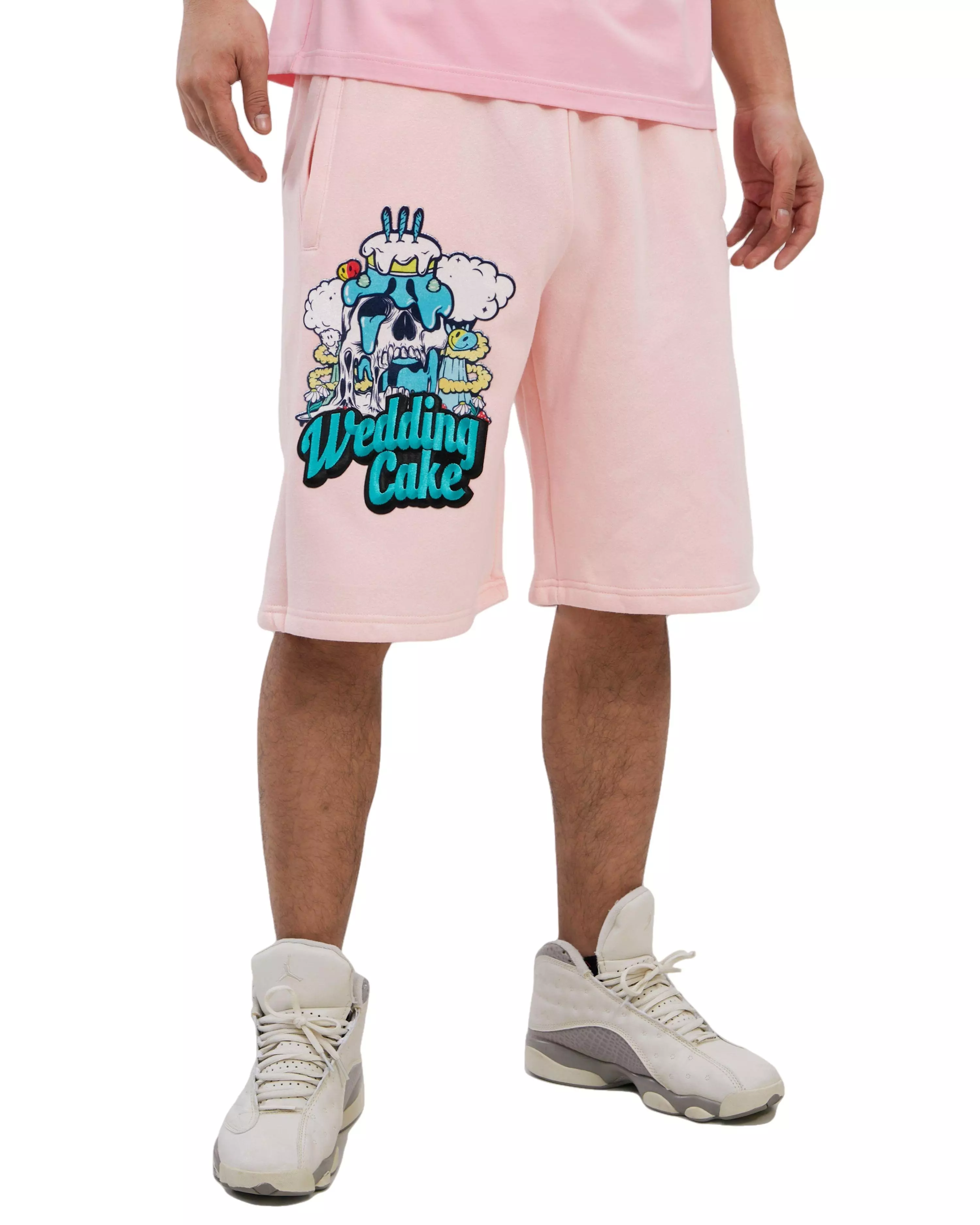 Wedding Cake Men's Madness Fleece Shorts - Pink - PINK