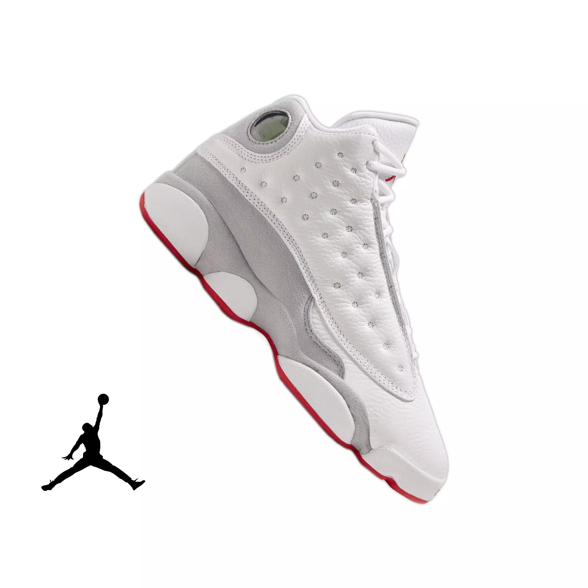 Jordan 13 Retro "Wolf Grey" Grade School Kids' Shoe - WHITE/TRUE RED/WOLF GREY