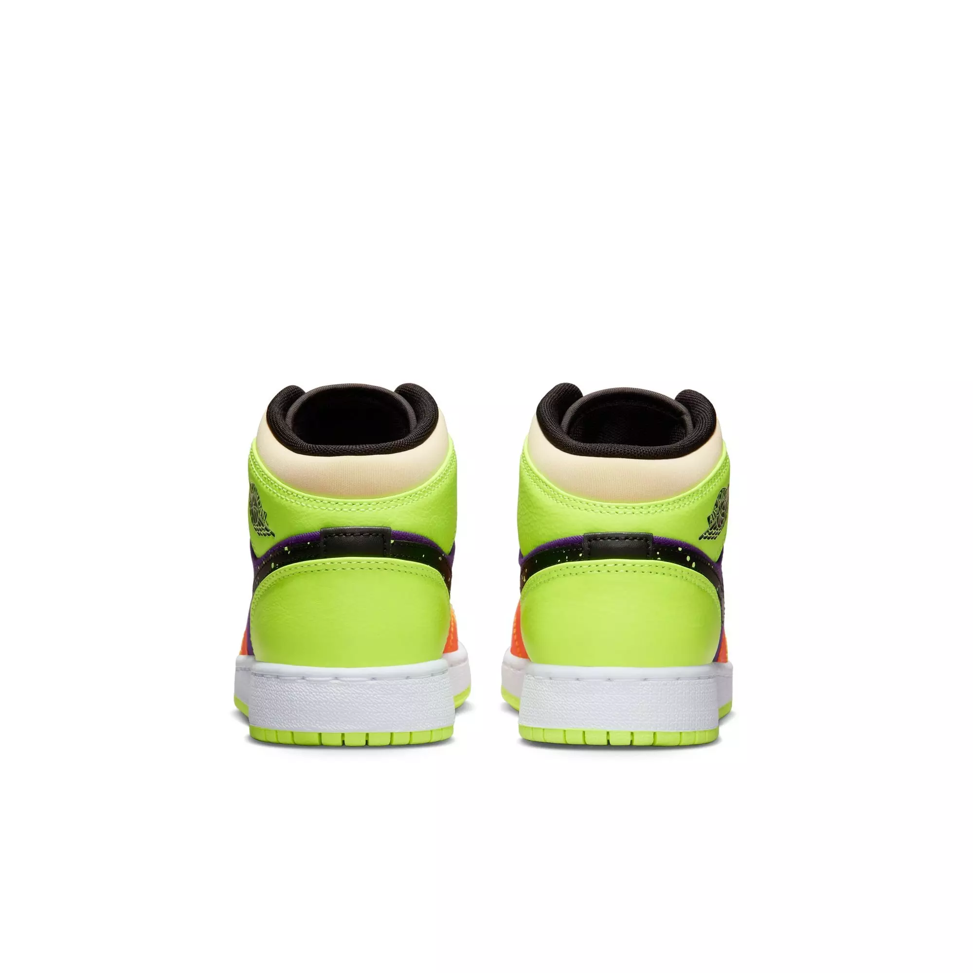 Jordan 1 Mid SE "Volt/Black/Vivid Orange" Grade School Kids' Shoe - VOLT/BLACK/VIVID ORANGE