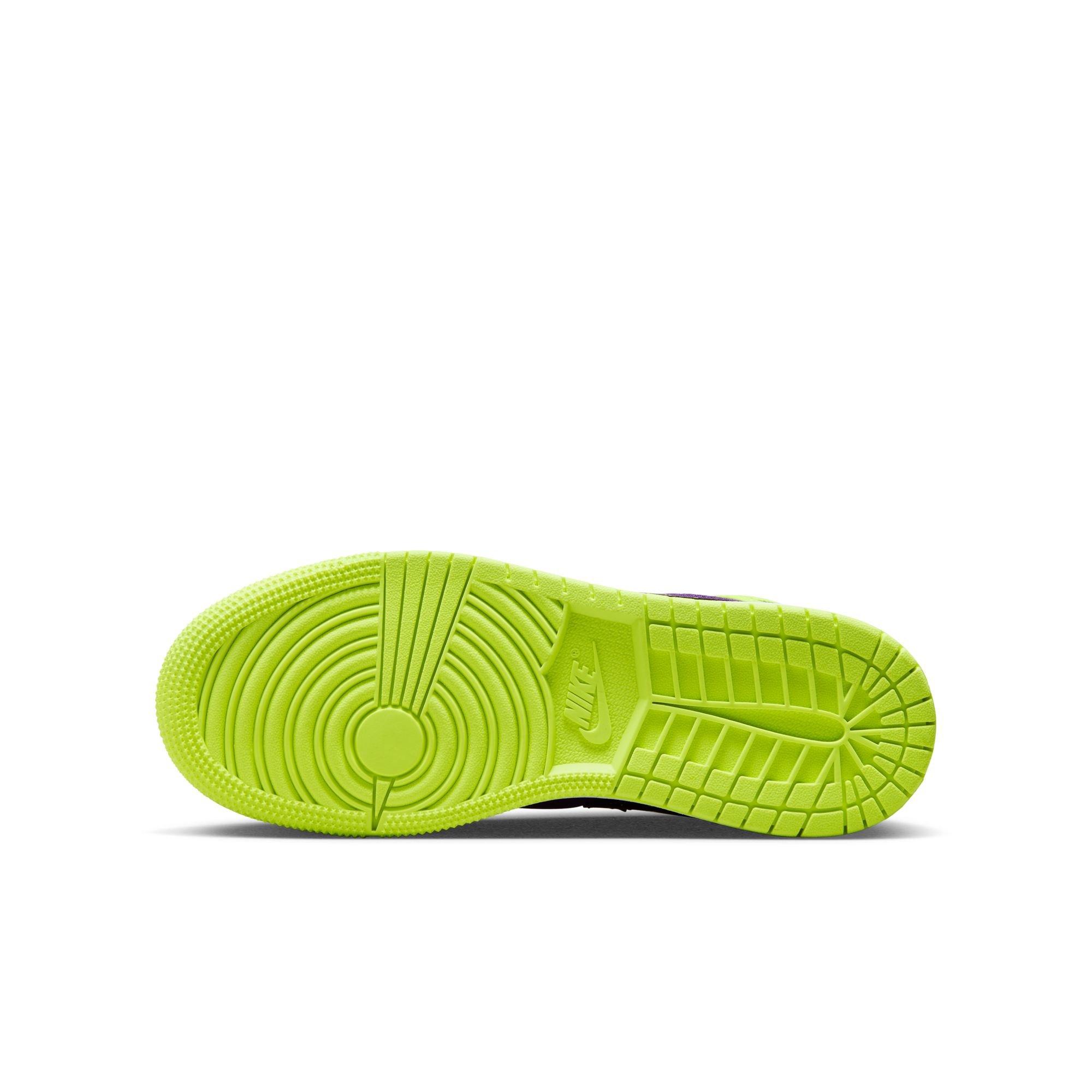Jordan 1 Mid SE "Volt/Black/Vivid Orange" Grade School Kids' Shoe