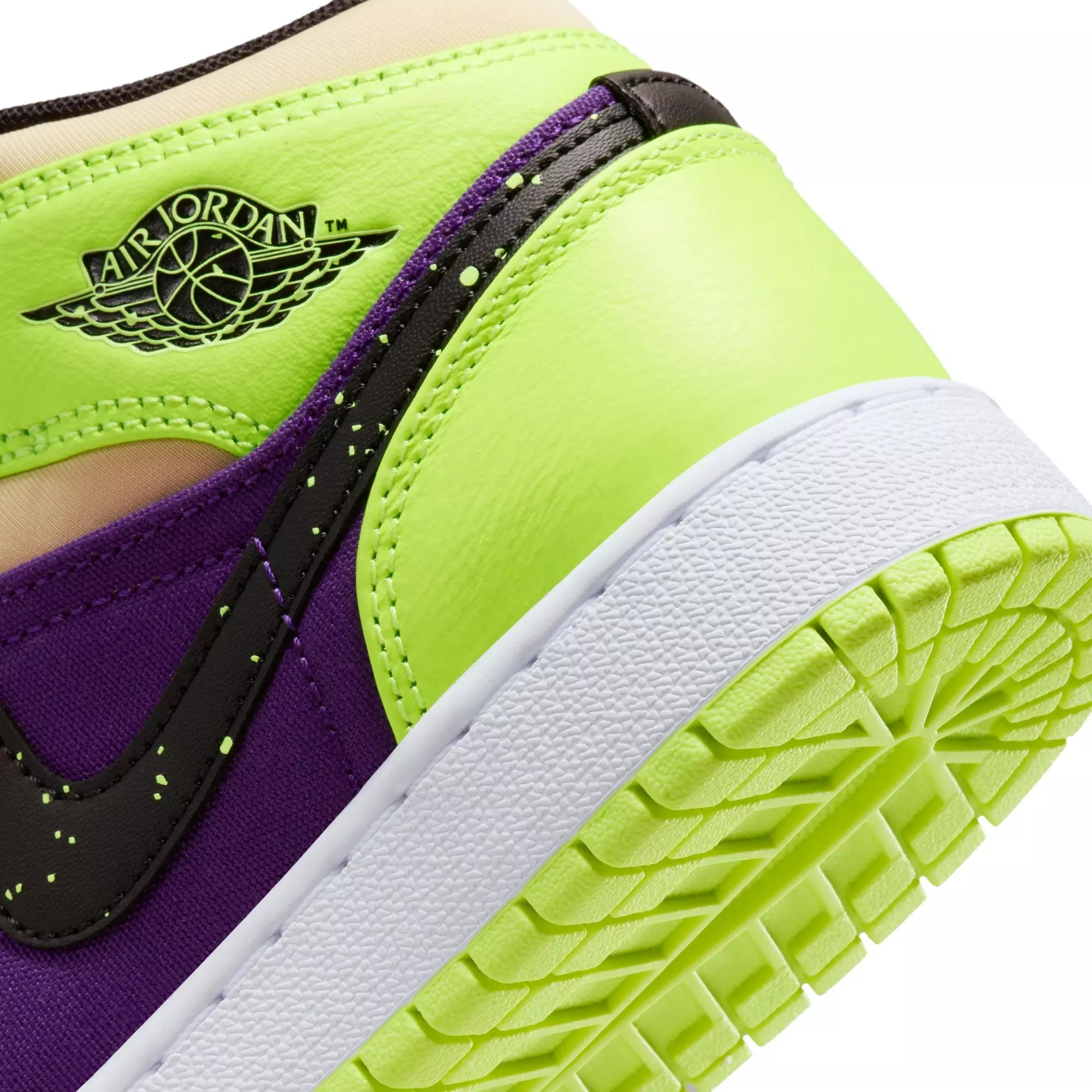 Jordan 1 Mid SE "Volt/Black/Vivid Orange" Grade School Kids' Shoe - VOLT/BLACK/VIVID ORANGE