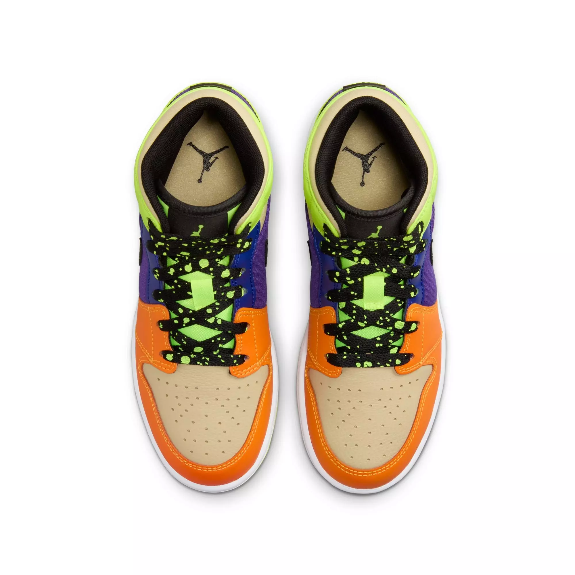 Jordan 1 Mid SE "Volt/Black/Vivid Orange" Grade School Kids' Shoe - VOLT/BLACK/VIVID ORANGE