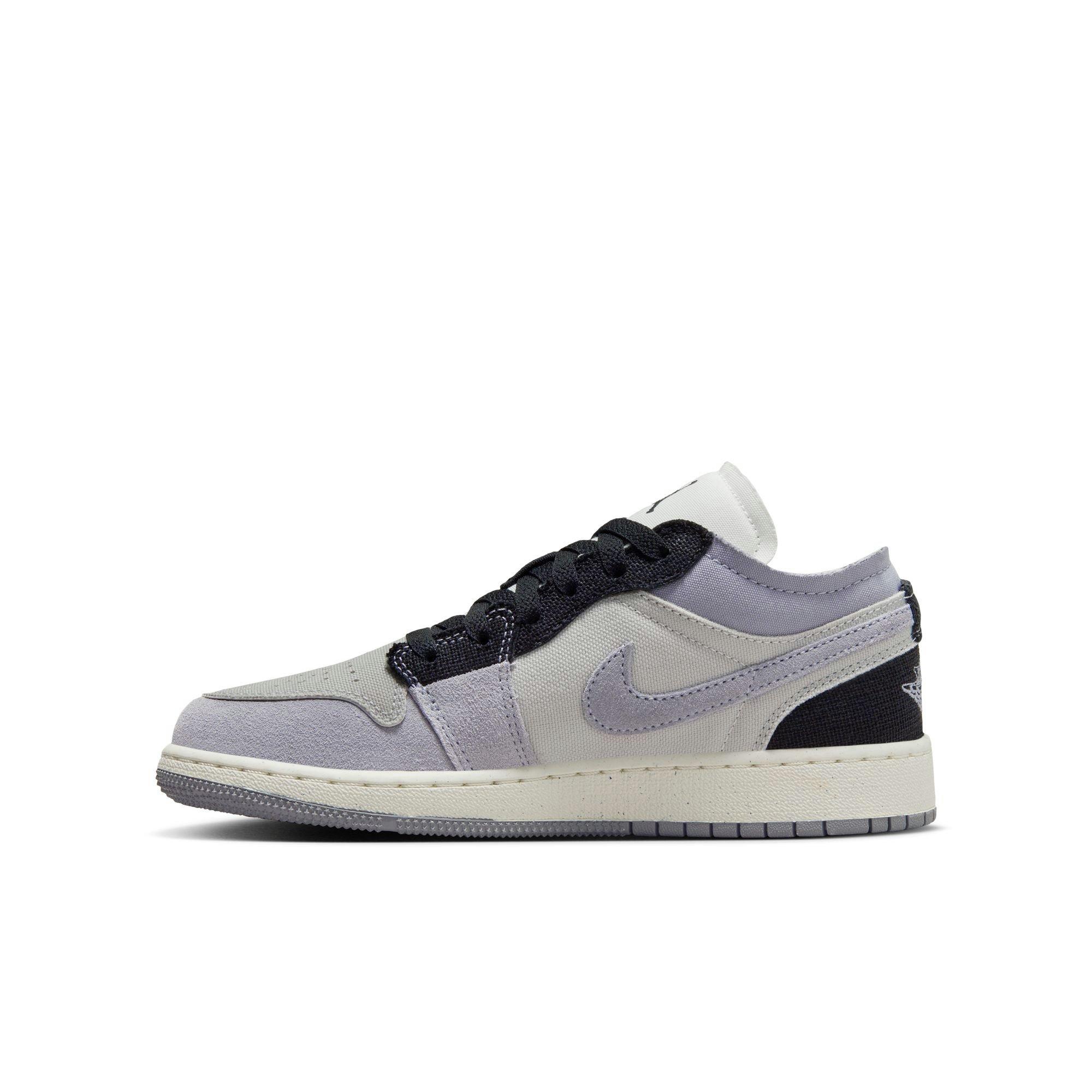 Jordan 1 Low SE "Tech Grey/Black/Cement Grey/Sail" Grade School Boys' Shoe - GREY/BLACK/WHITE Thumbnail View 4