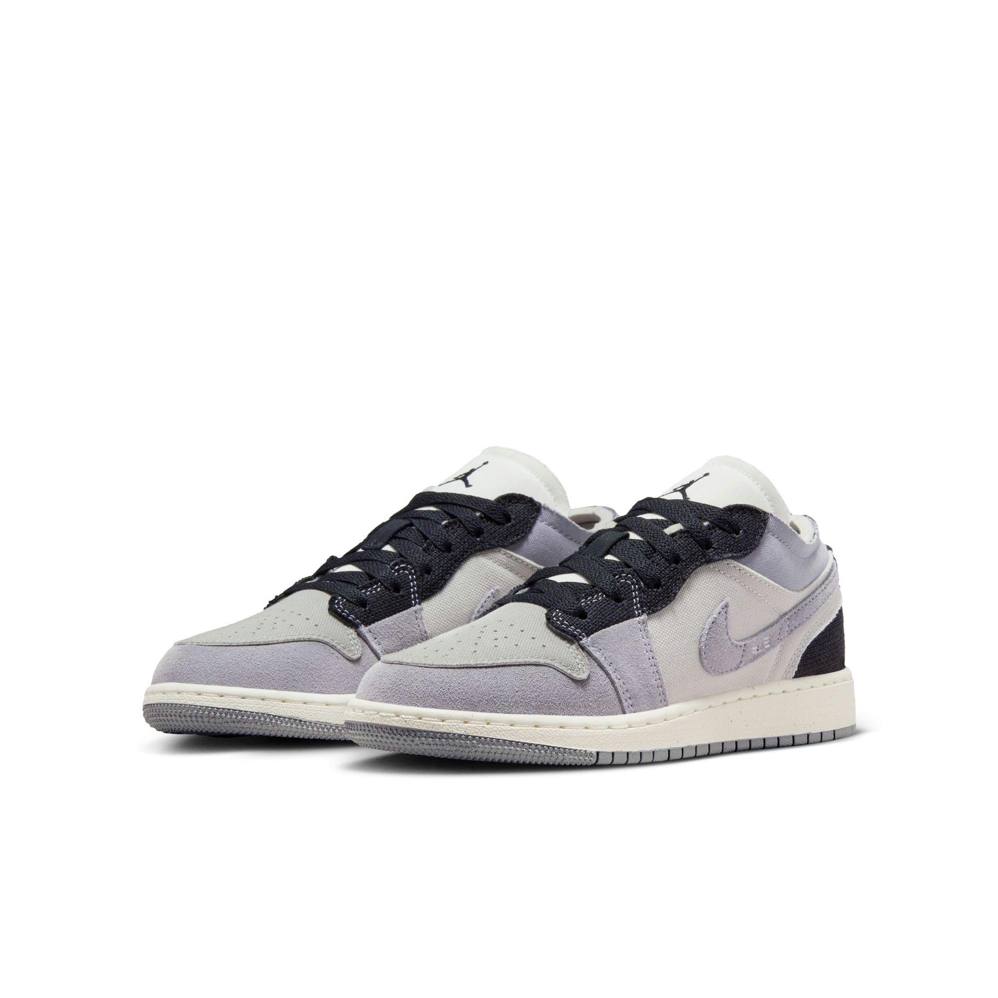 Jordan 1 Low SE "Tech Grey/Black/Cement Grey/Sail" Grade School Boys' Shoe - GREY/BLACK/WHITE Thumbnail View 5